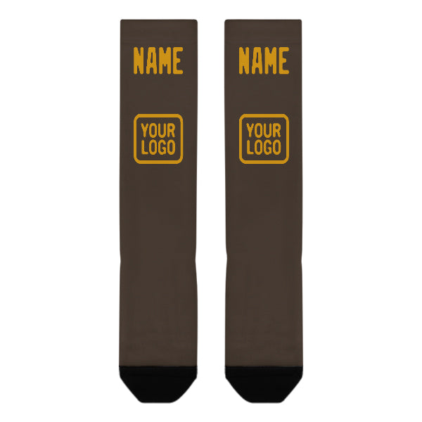 Custom Brown Yellow Knee-High Sock
