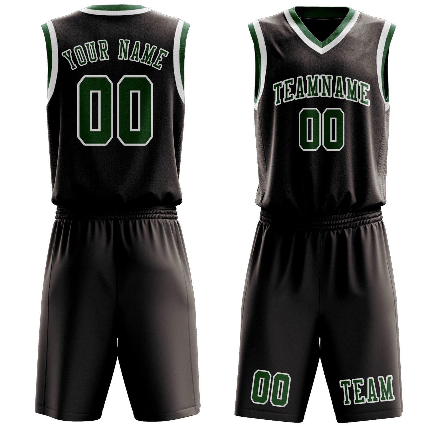 Custom Brown Green Basketball Set