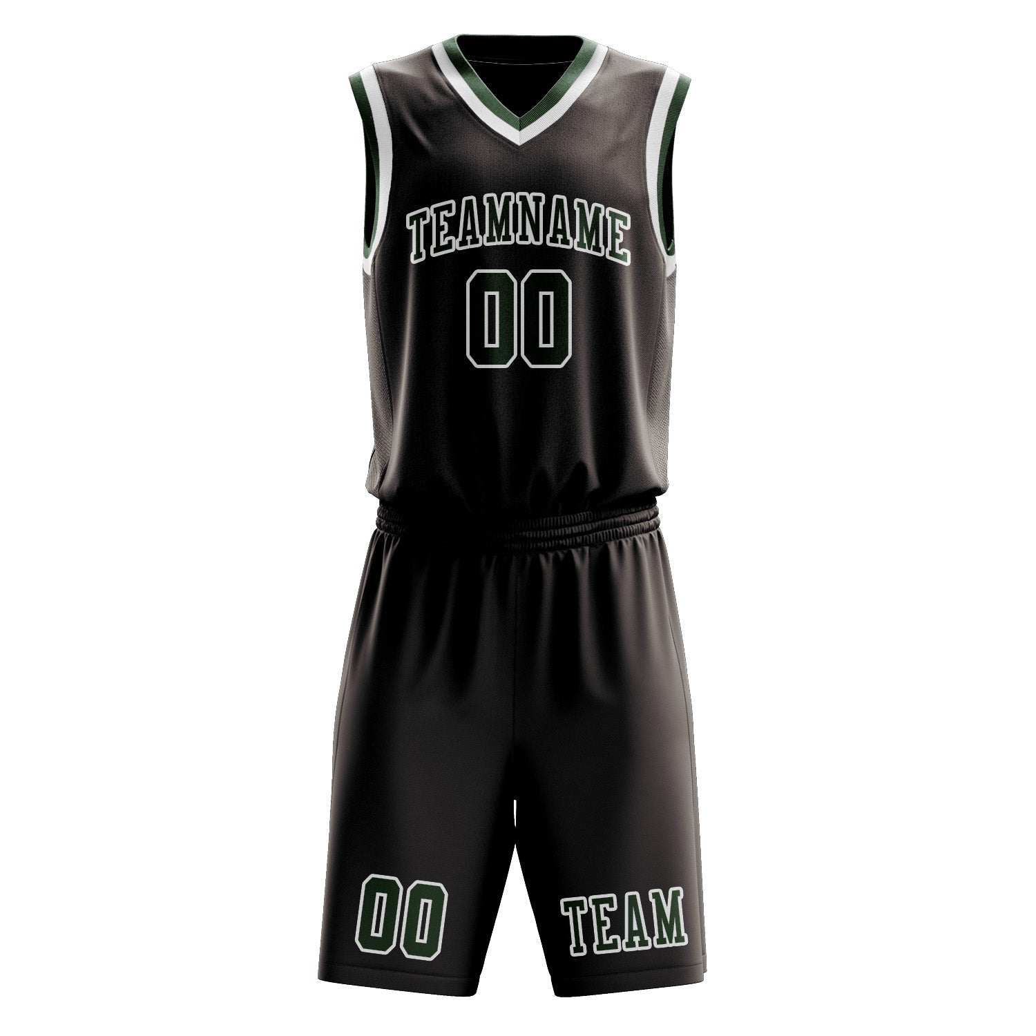 Custom Brown Dark Green Basketball Set