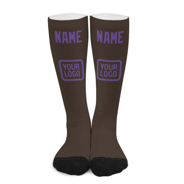 Custom Brown Light Purple Knee-High Sock