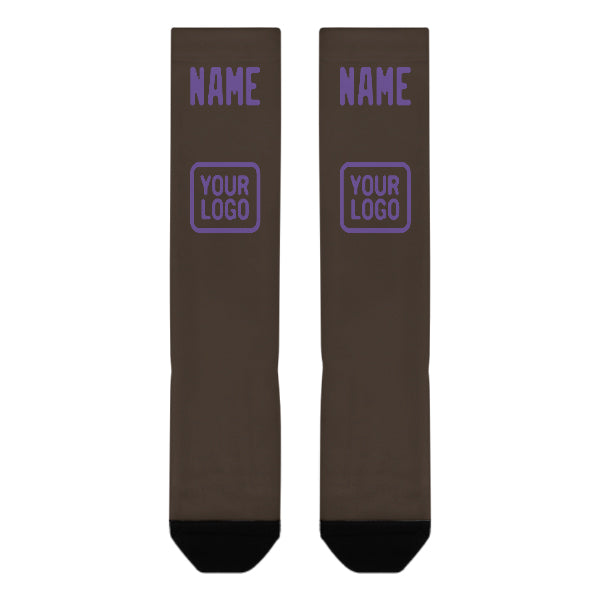 Custom Brown Light Purple Knee-High Sock