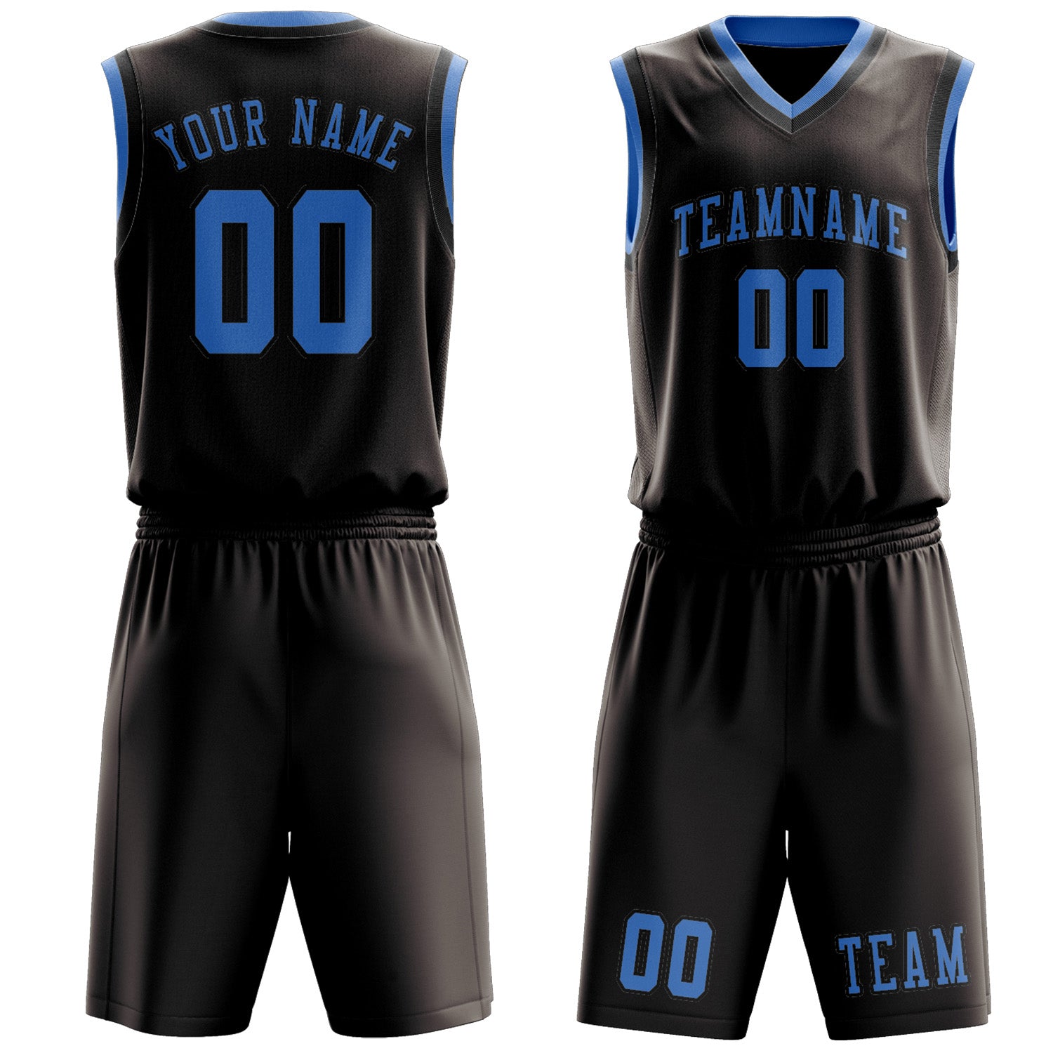 Custom Brown Light Blue Basketball Set