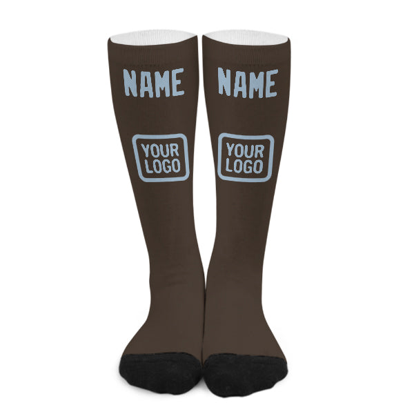 Custom Brown Light Blue Knee-High Sock