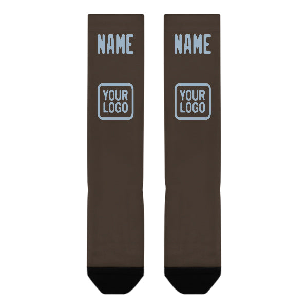 Custom Brown Light Blue Knee-High Sock
