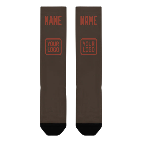 Custom Brown Coral Red Knee-High Sock