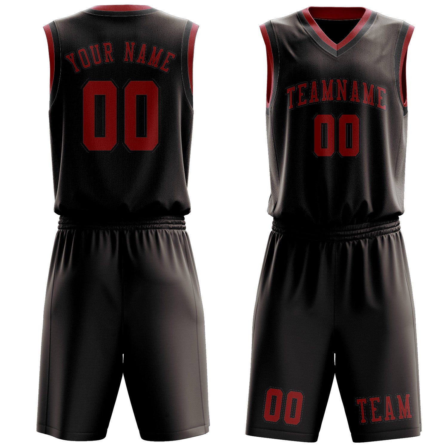 Custom Brown Red Basketball Set
