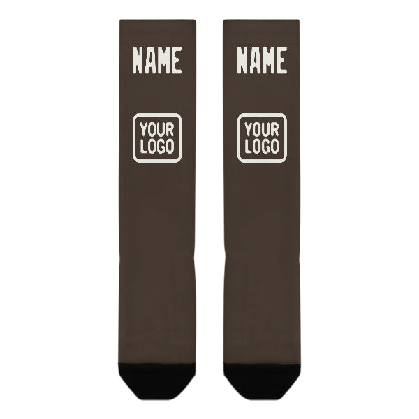 Custom Brown White Knee-High Sock