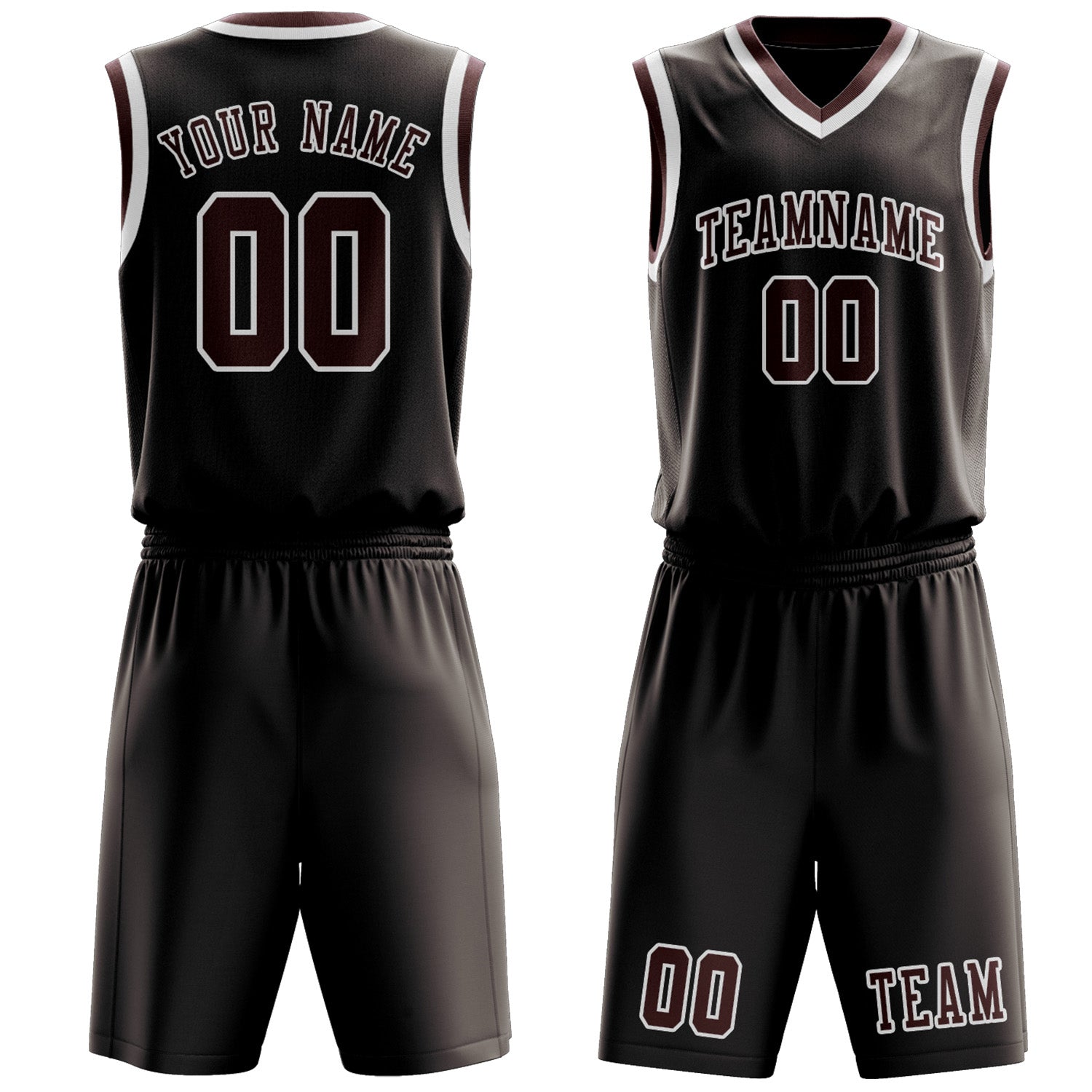 Custom Brown Crimson Red Basketball Set