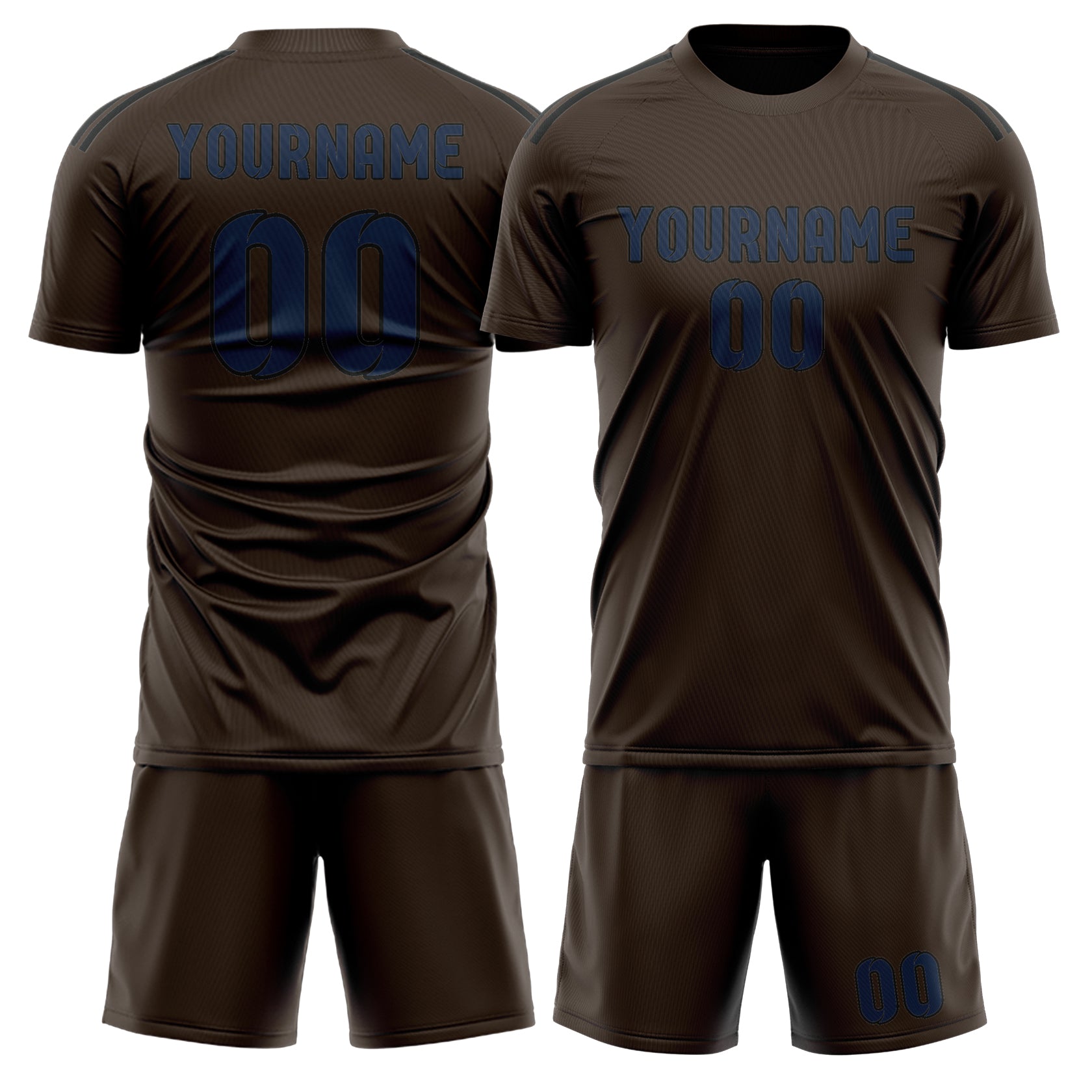 Custom Brown Blue Soccer Set