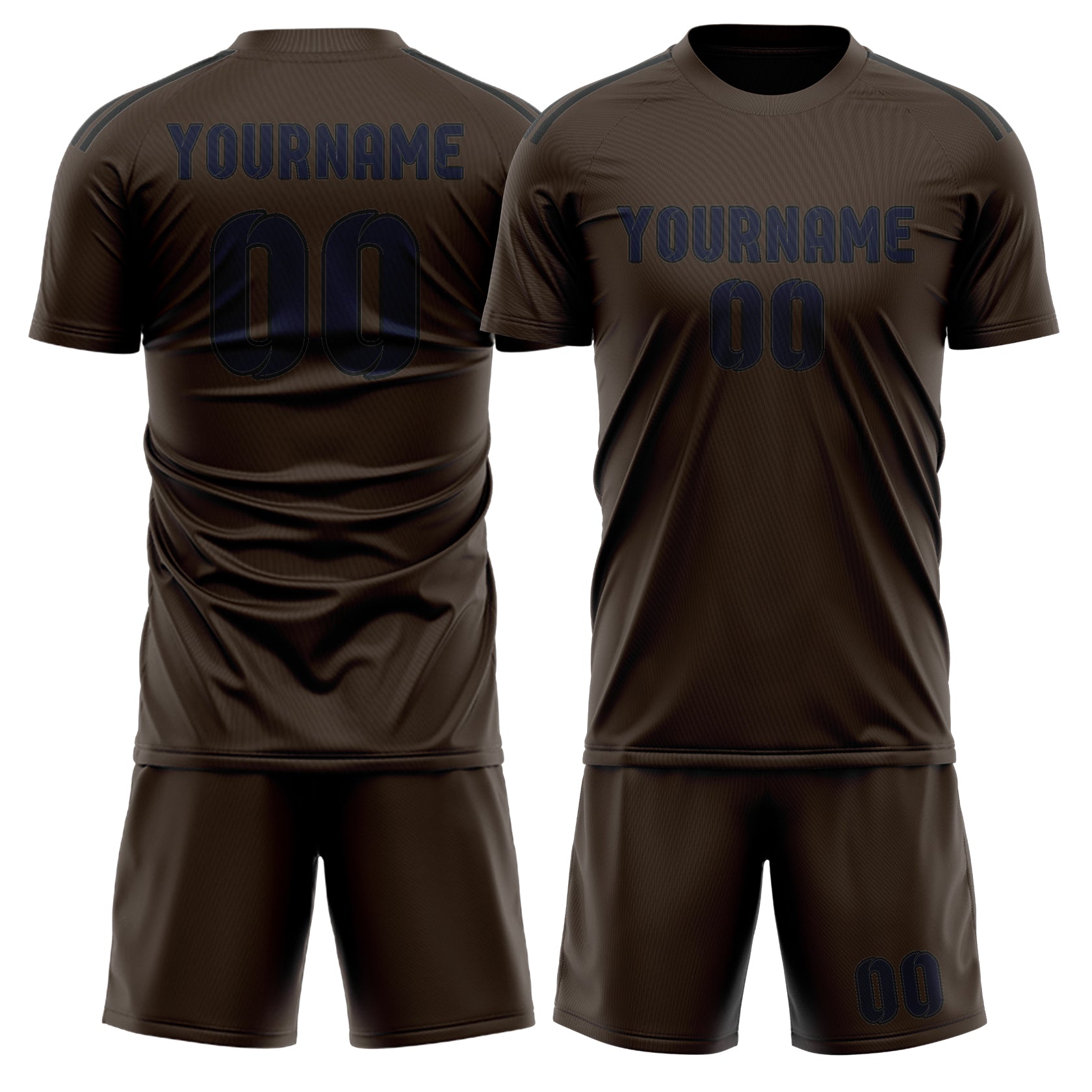 Custom Brown Navy Soccer Set