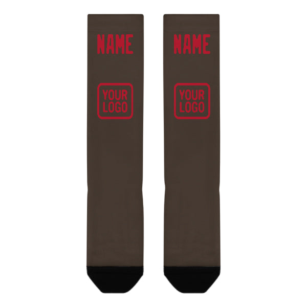 Custom Brown Red Knee-High Sock