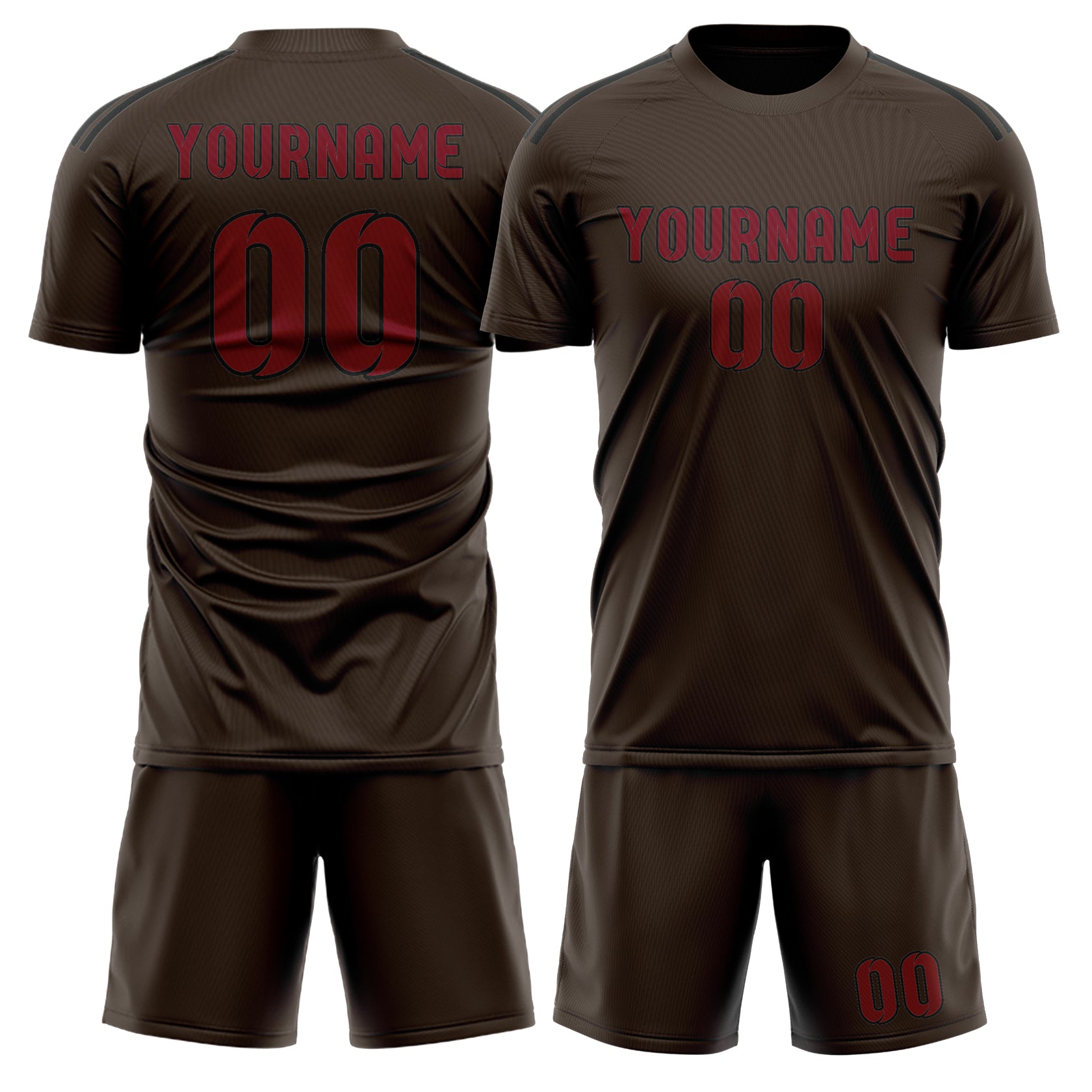 Custom Brown Crimson Red Soccer Set
