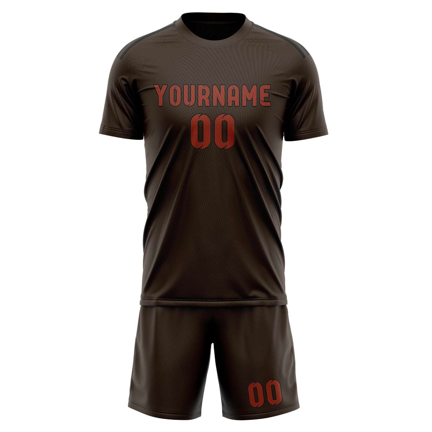 Custom Brown Coral Red Soccer Set