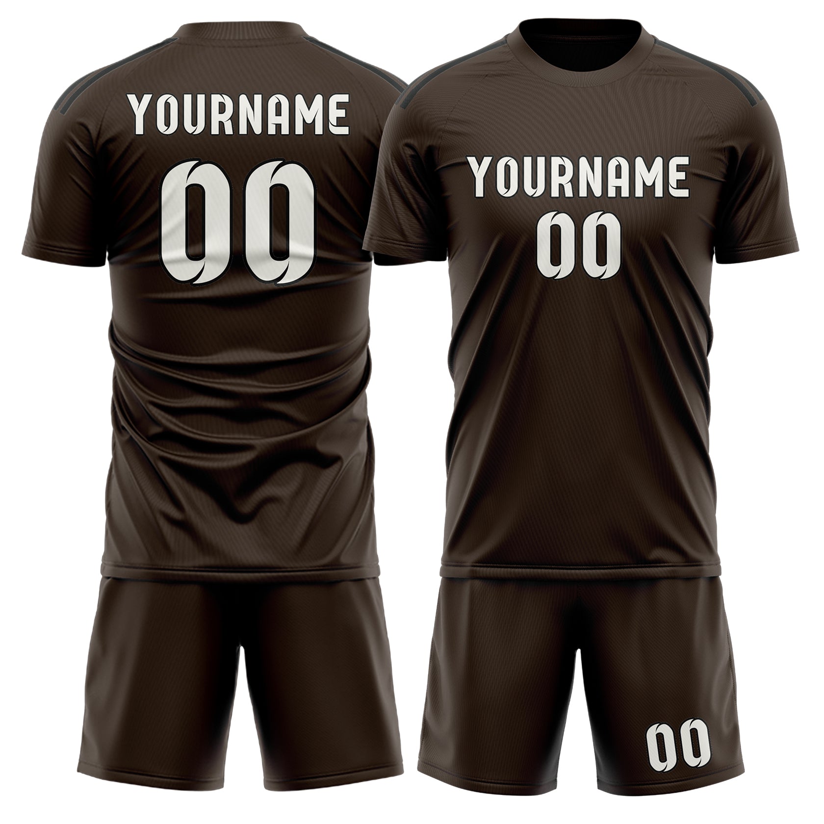 Custom Brown White Soccer Set