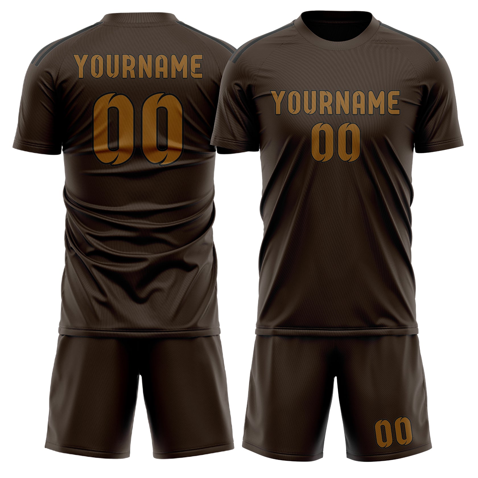 Custom Brown Khaki Soccer Set