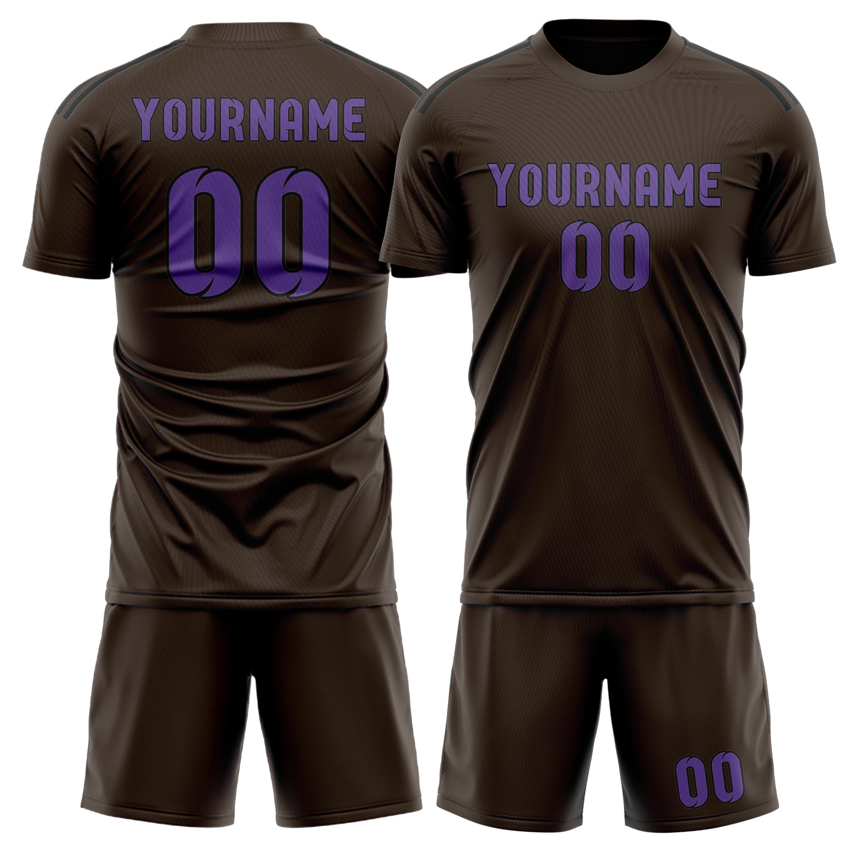 Custom Brown Light Purple Soccer Set