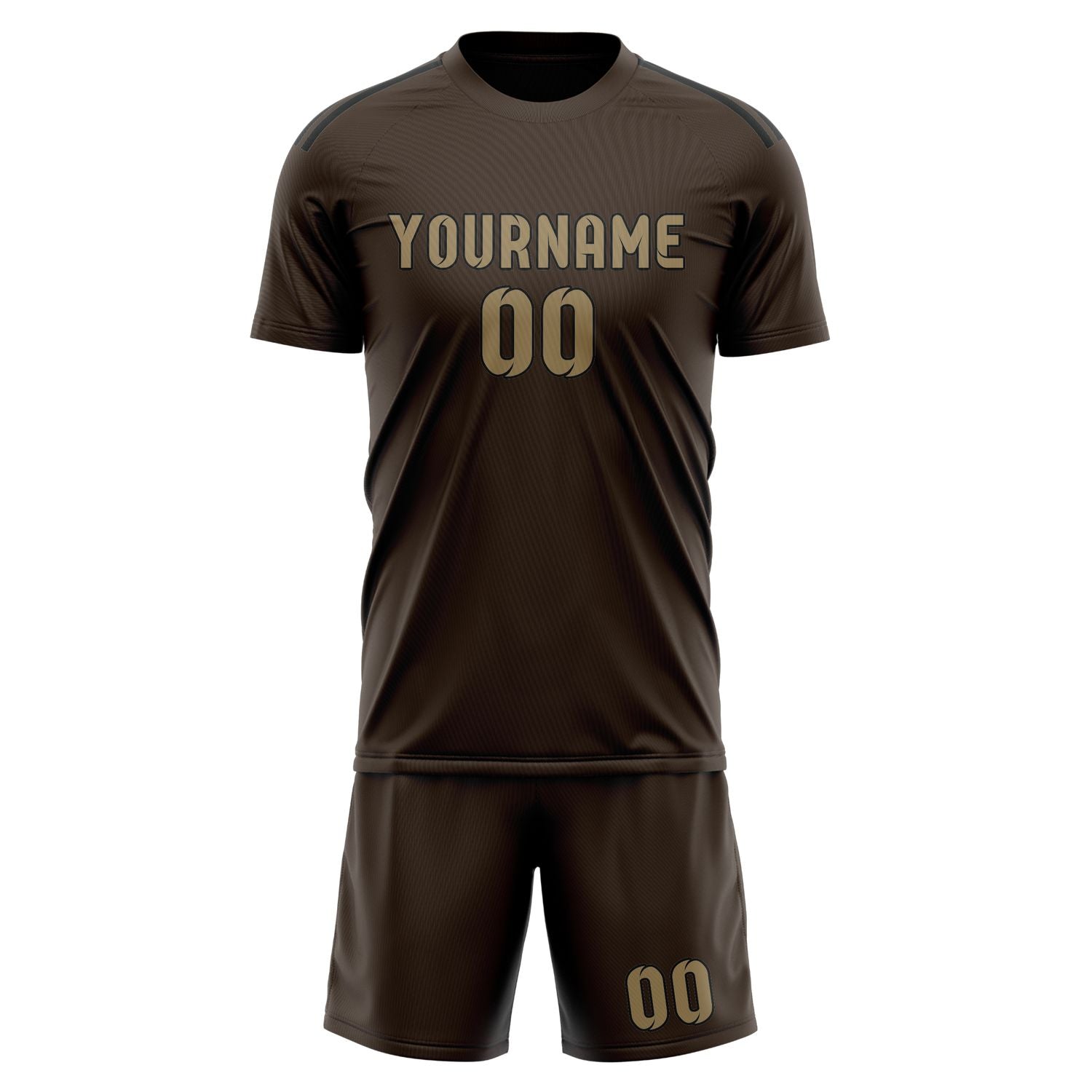 Custom Brown Light Khaki Soccer Set