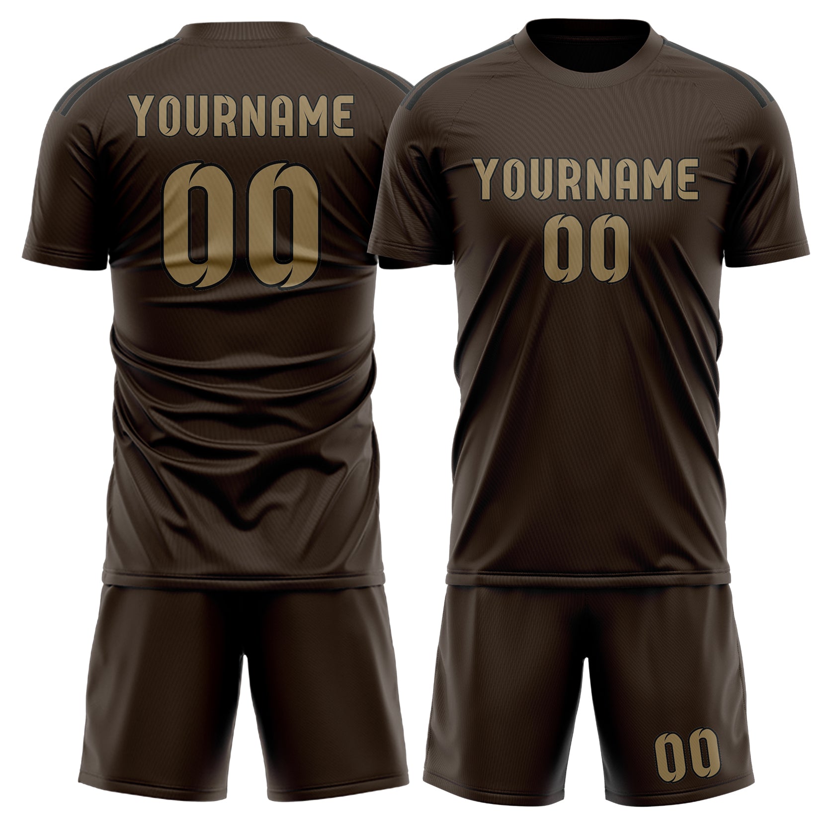 Custom Brown Light Khaki Soccer Set