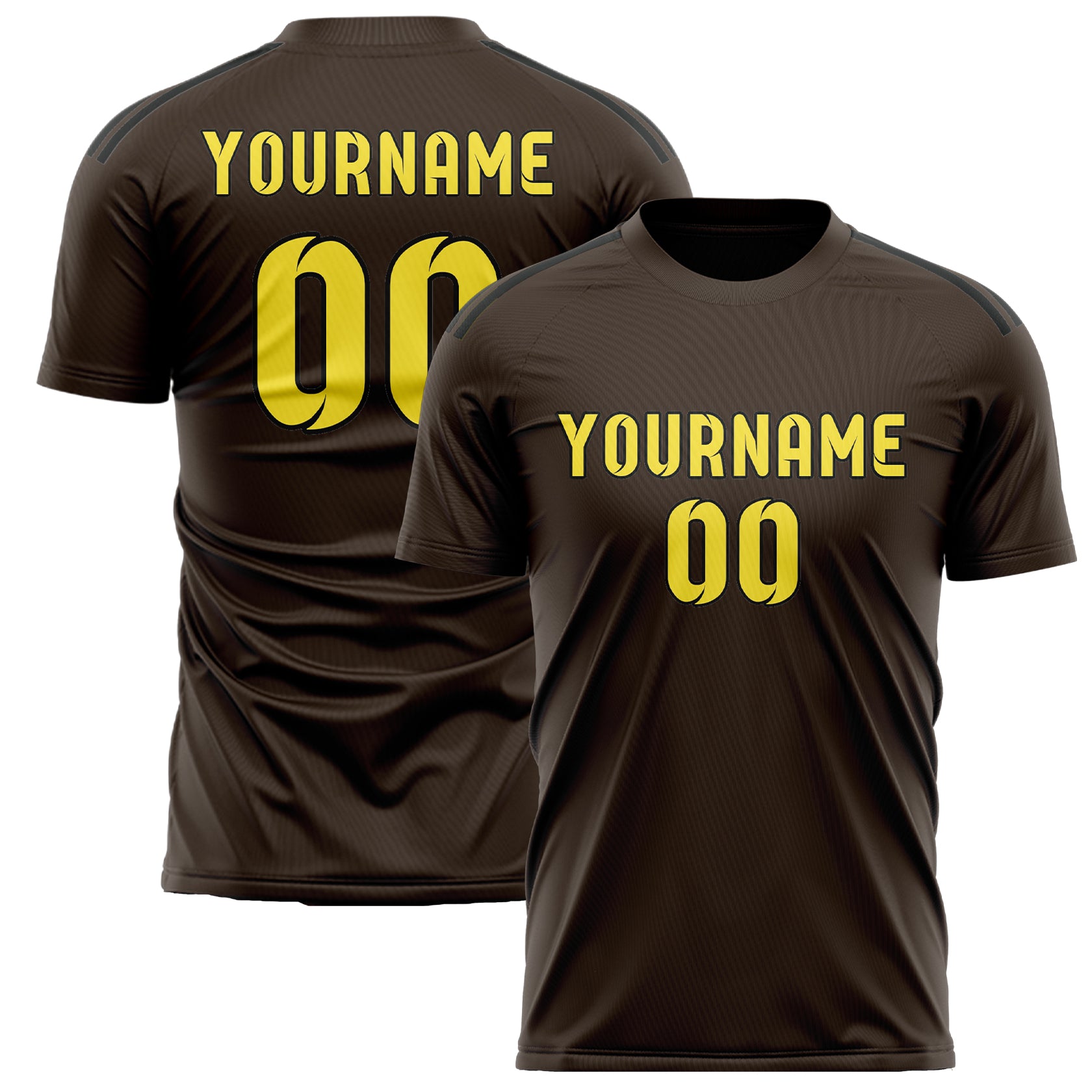 Custom Brown Light Yellow Soccer Jersey
