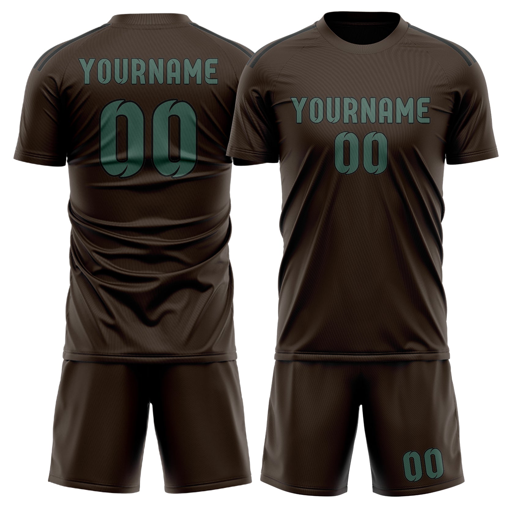 Custom Brown Blue Green Soccer Set