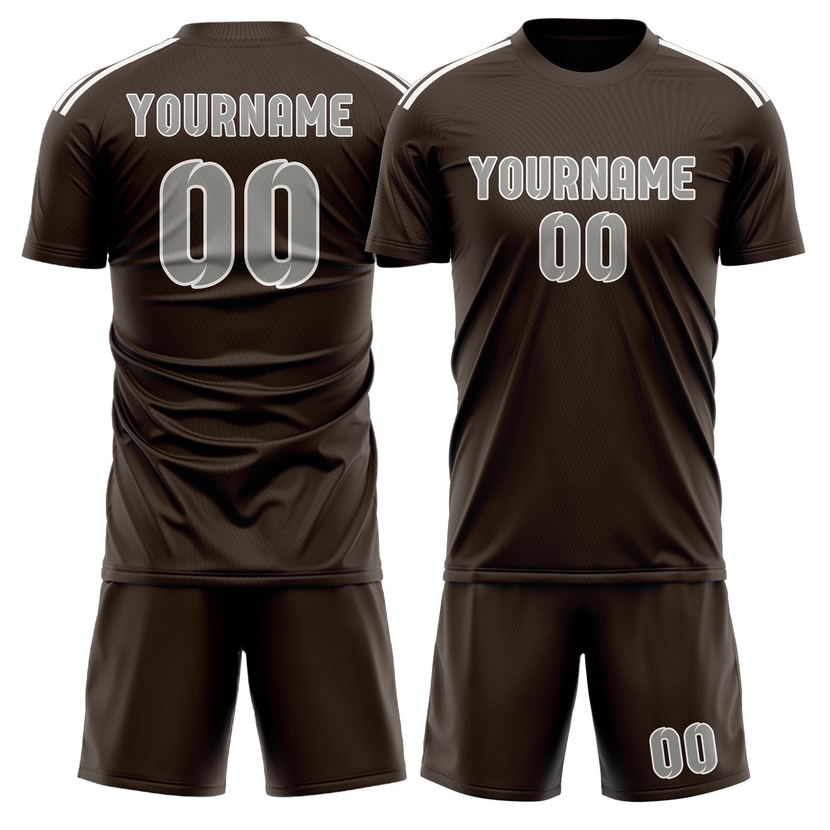 Custom Brown Gray Soccer Set