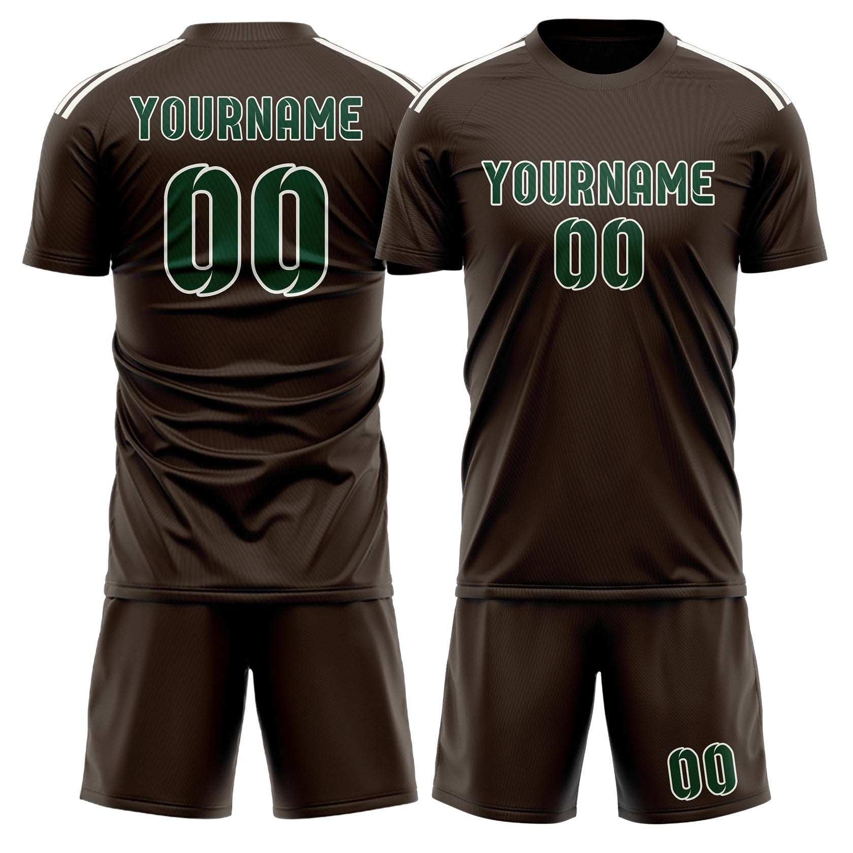 Custom Brown Green Soccer Set