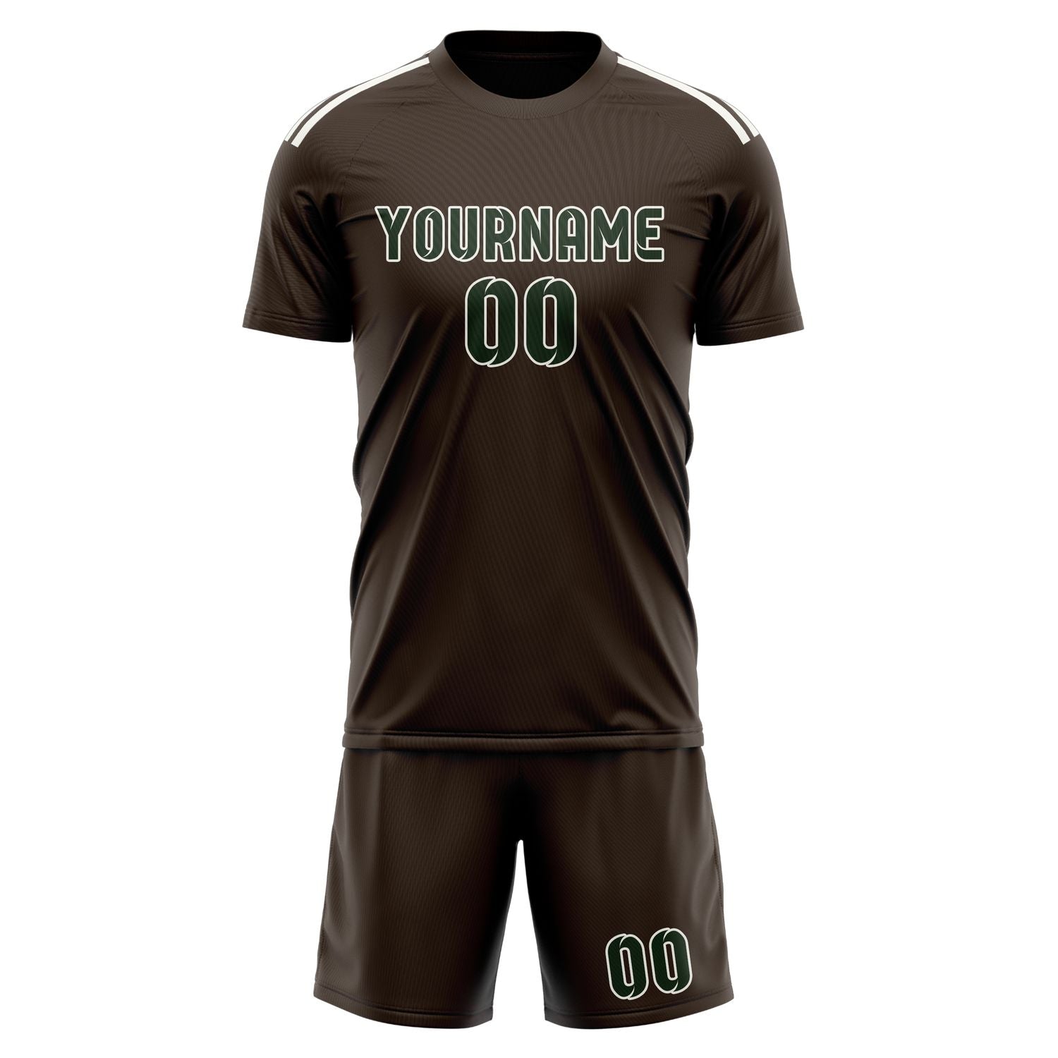 Custom Brown Dark Green Soccer Set