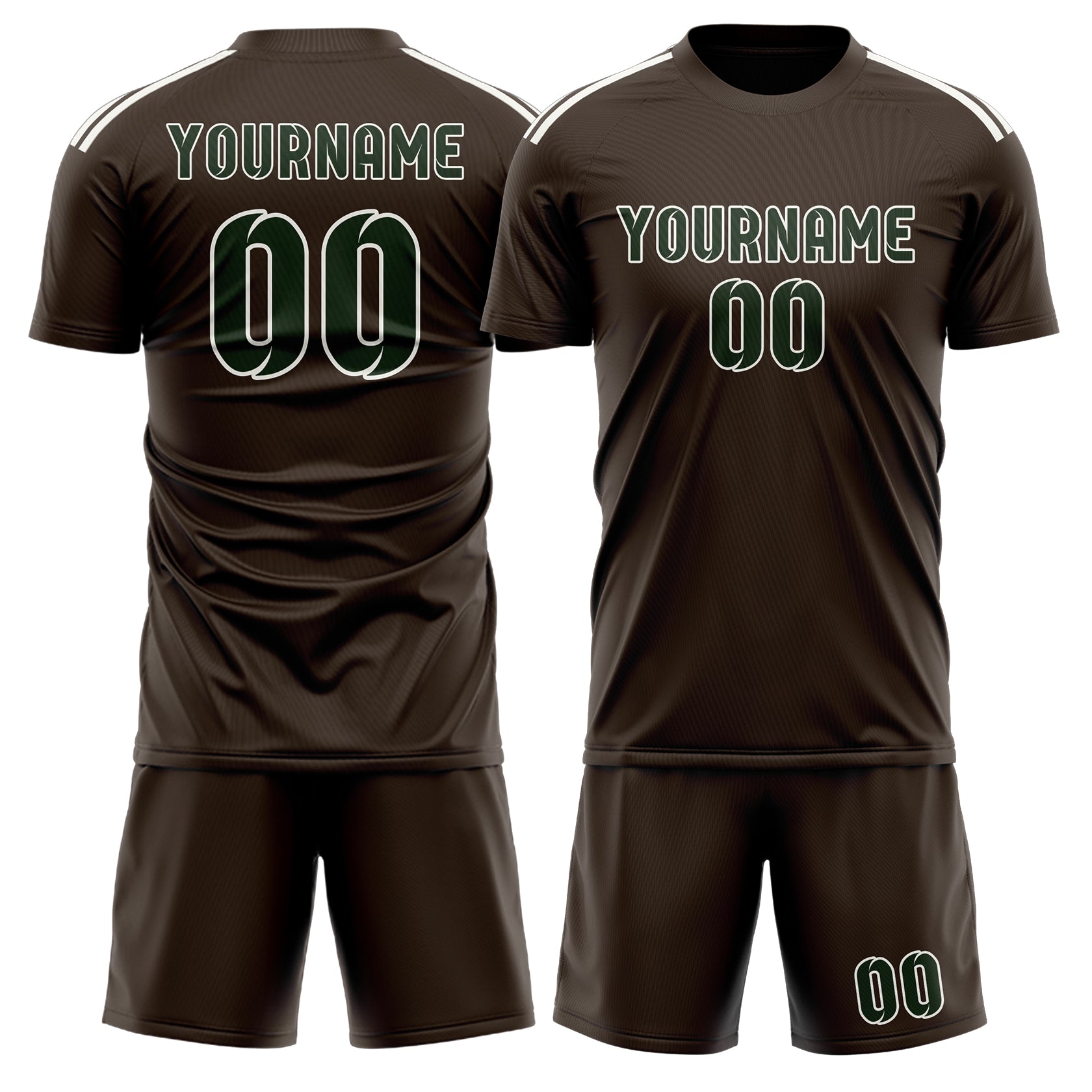 Custom Brown Dark Green Soccer Set