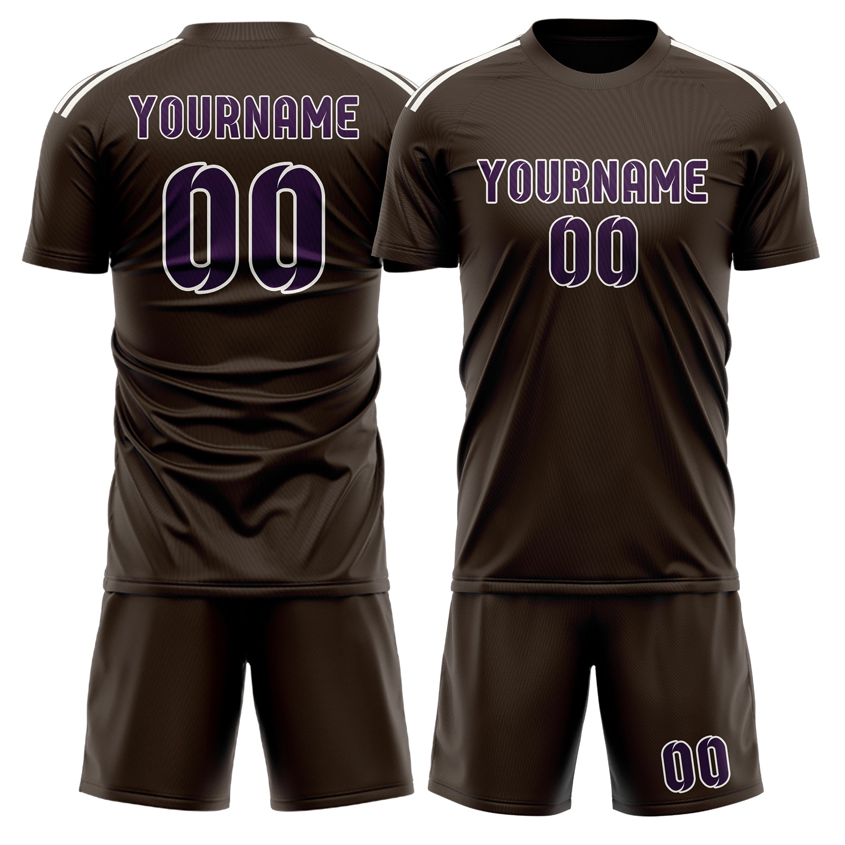 Custom Brown Purple Soccer Set