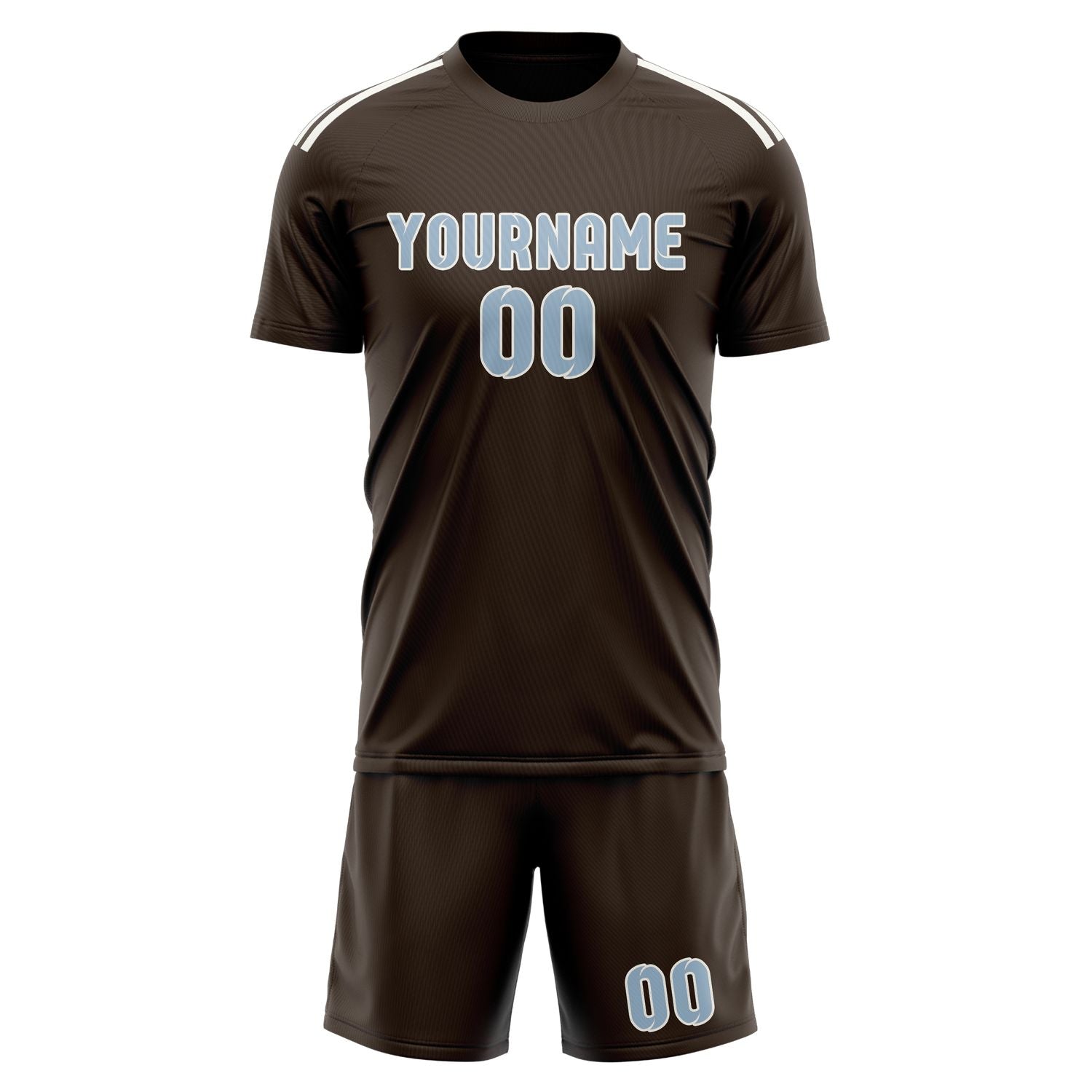 Custom Brown Light Blue Soccer Set