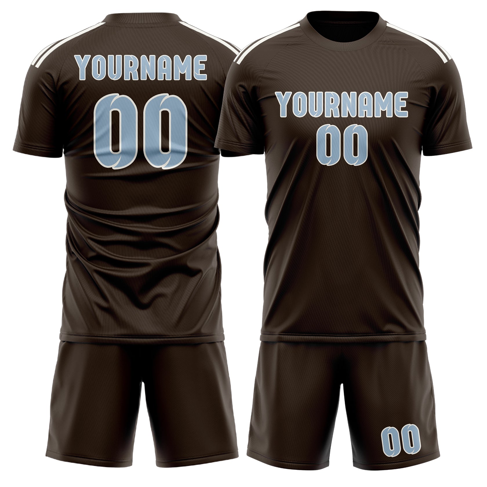 Custom Brown Light Blue Soccer Set