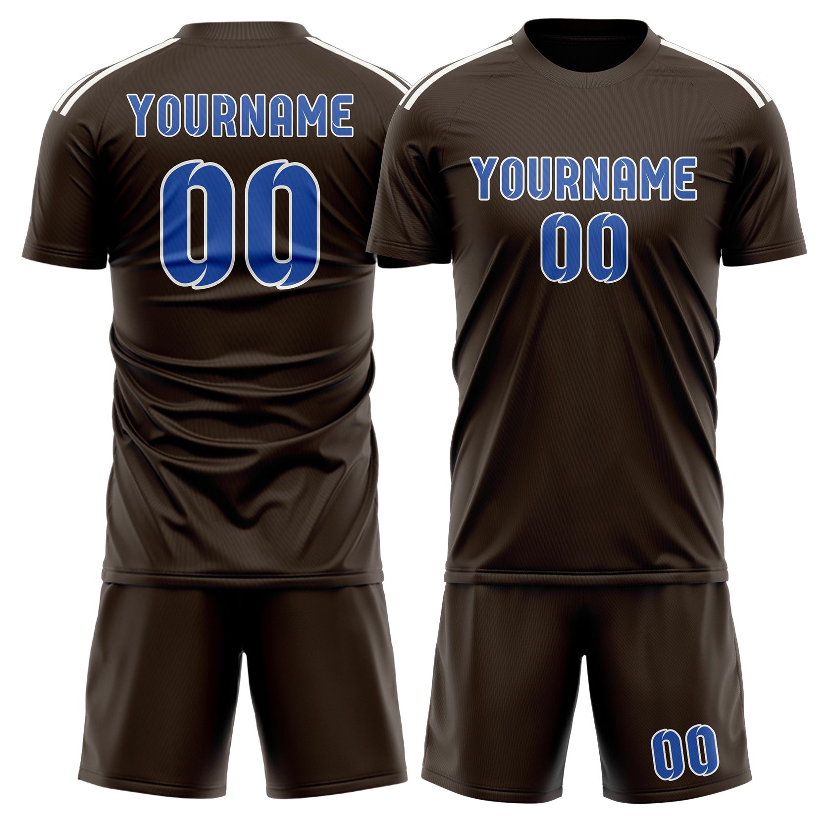 Custom Brown Sky Blue Soccer Set
