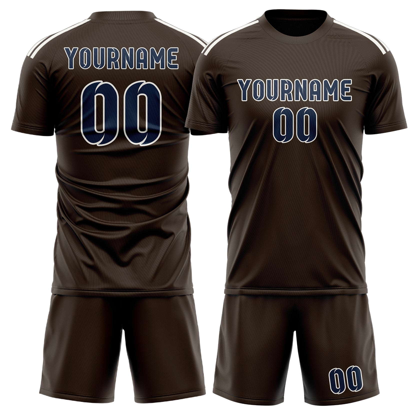 Custom Brown Blue Soccer Set