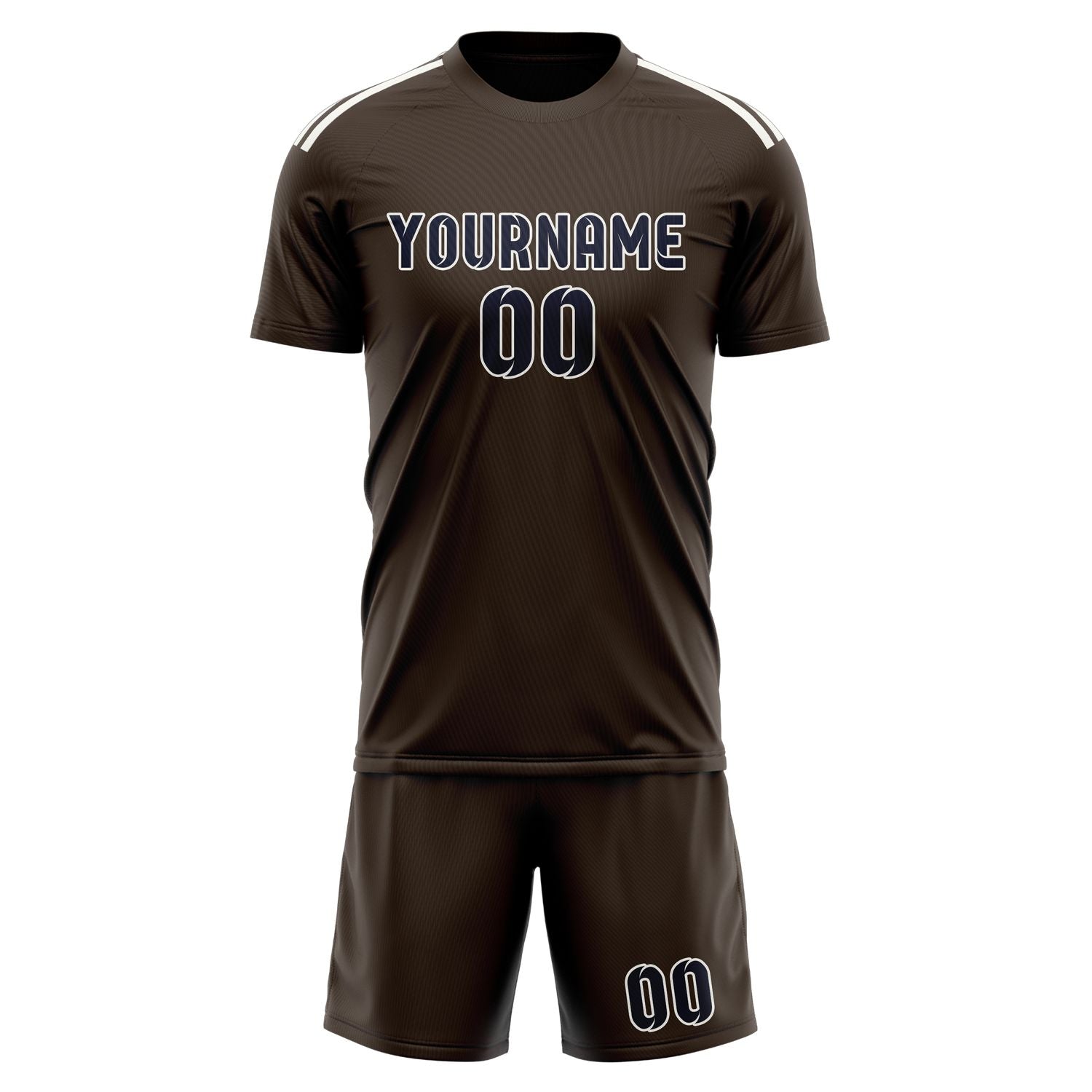 Custom Brown Navy Soccer Set