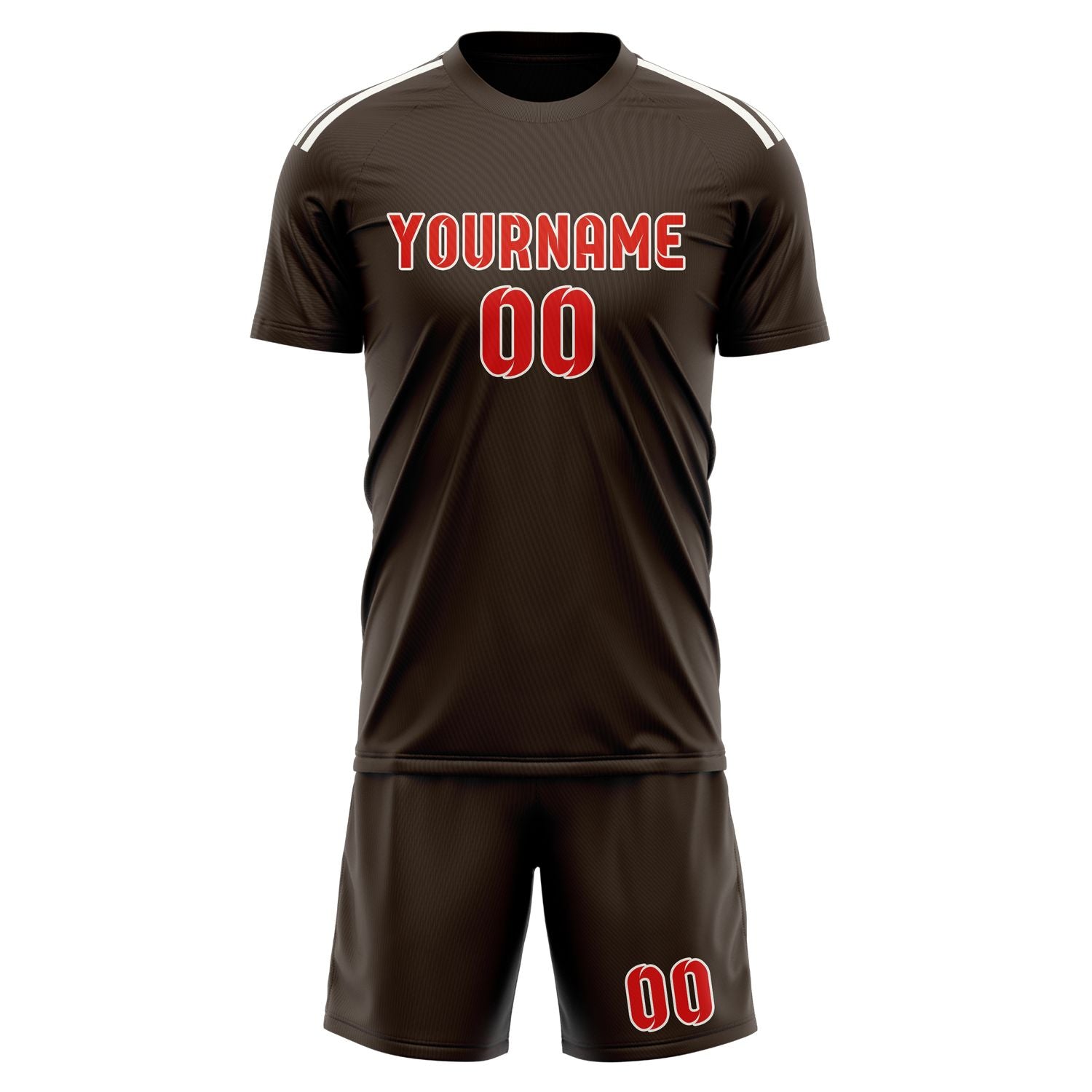 Custom Brown Orange Red Soccer Set