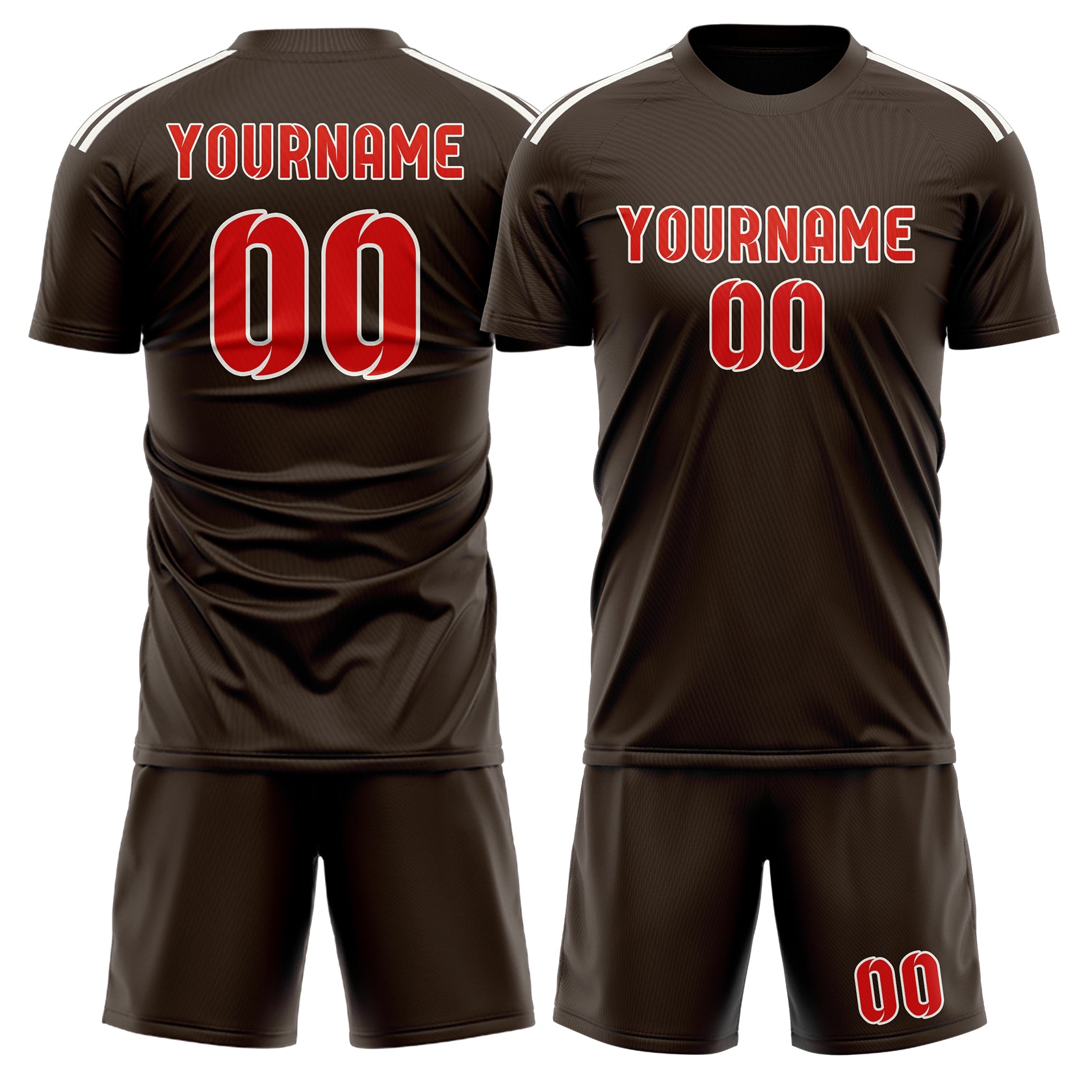 Custom Brown Orange Red Soccer Set