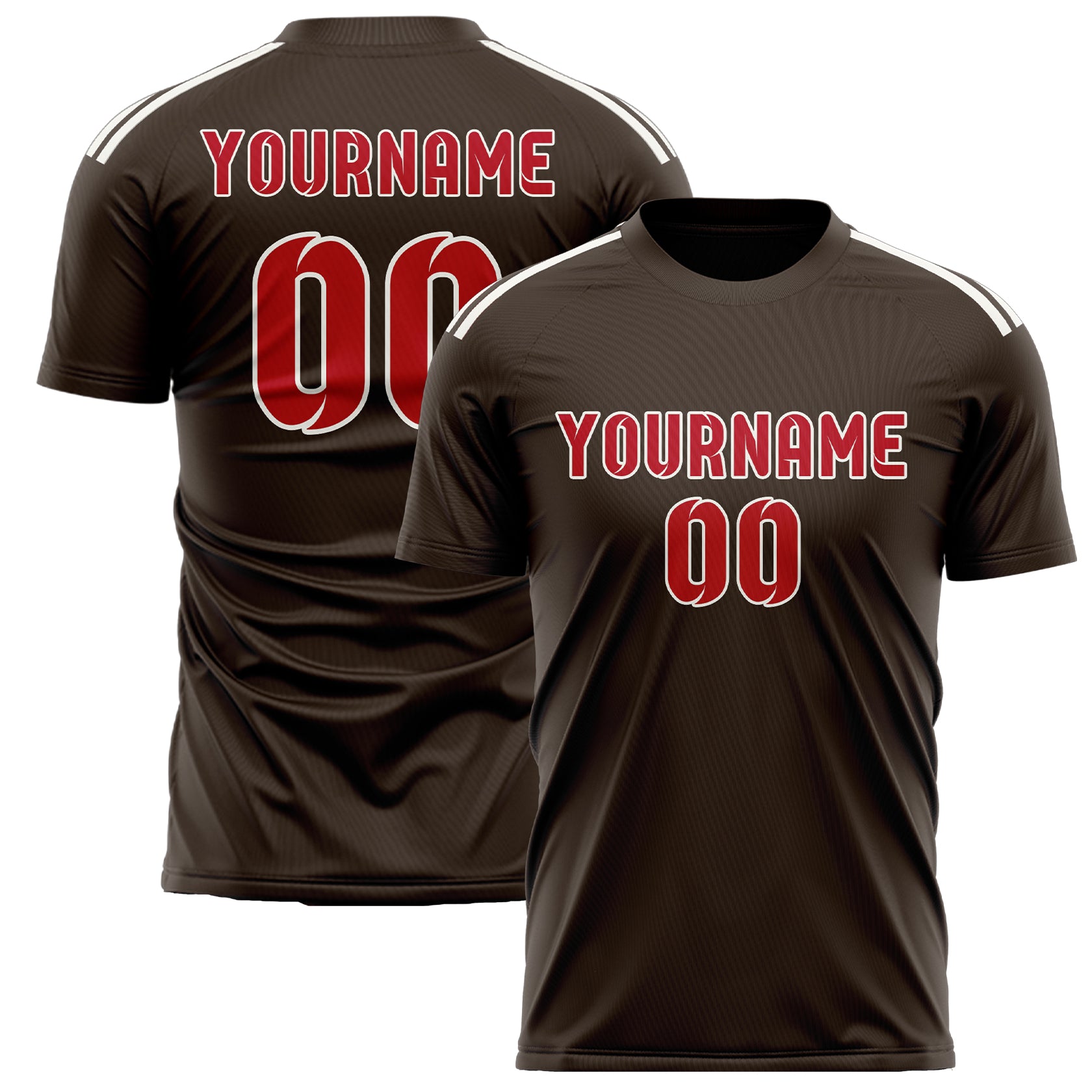 Custom Brown Red Soccer Jersey