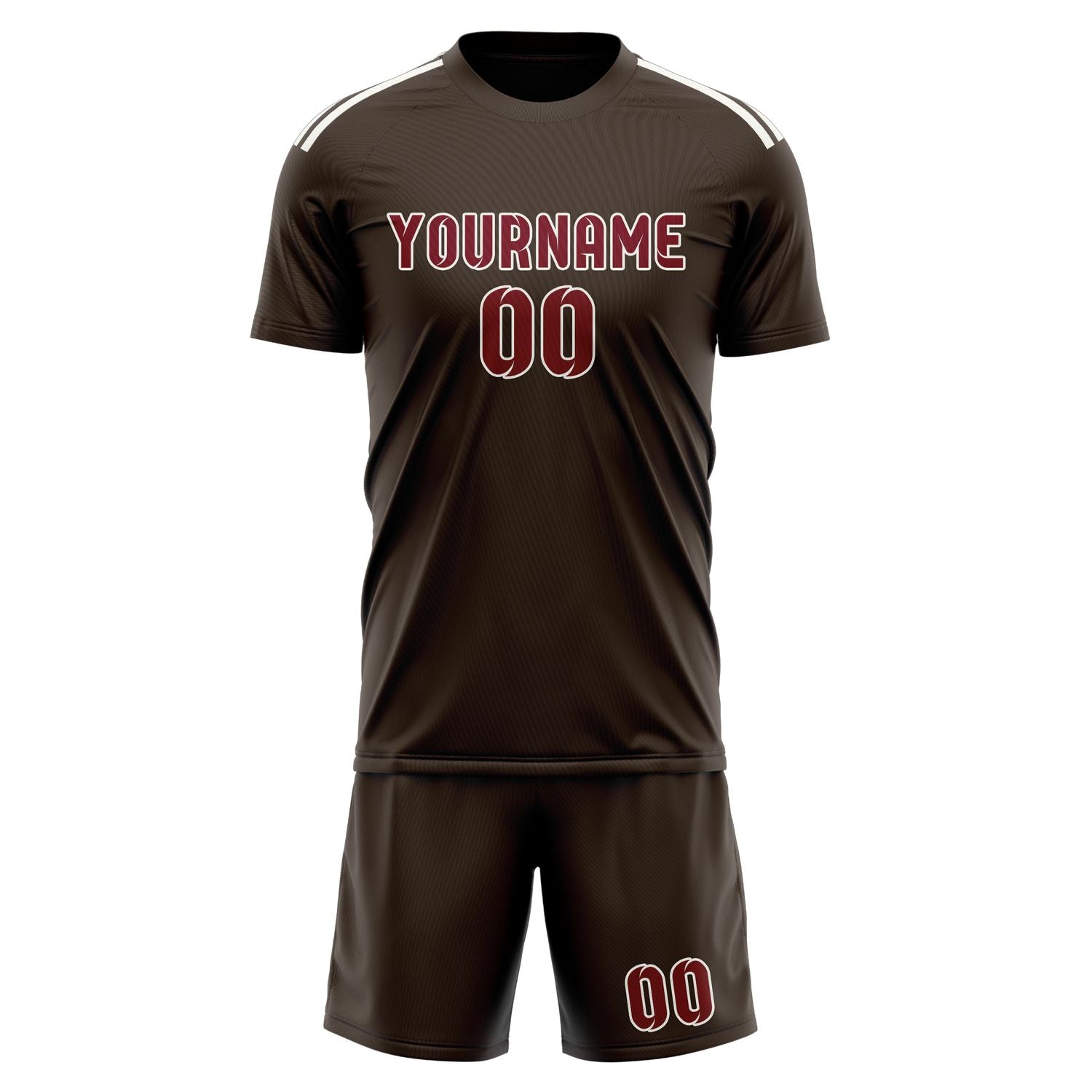 Custom Brown Crimson Red Soccer Set