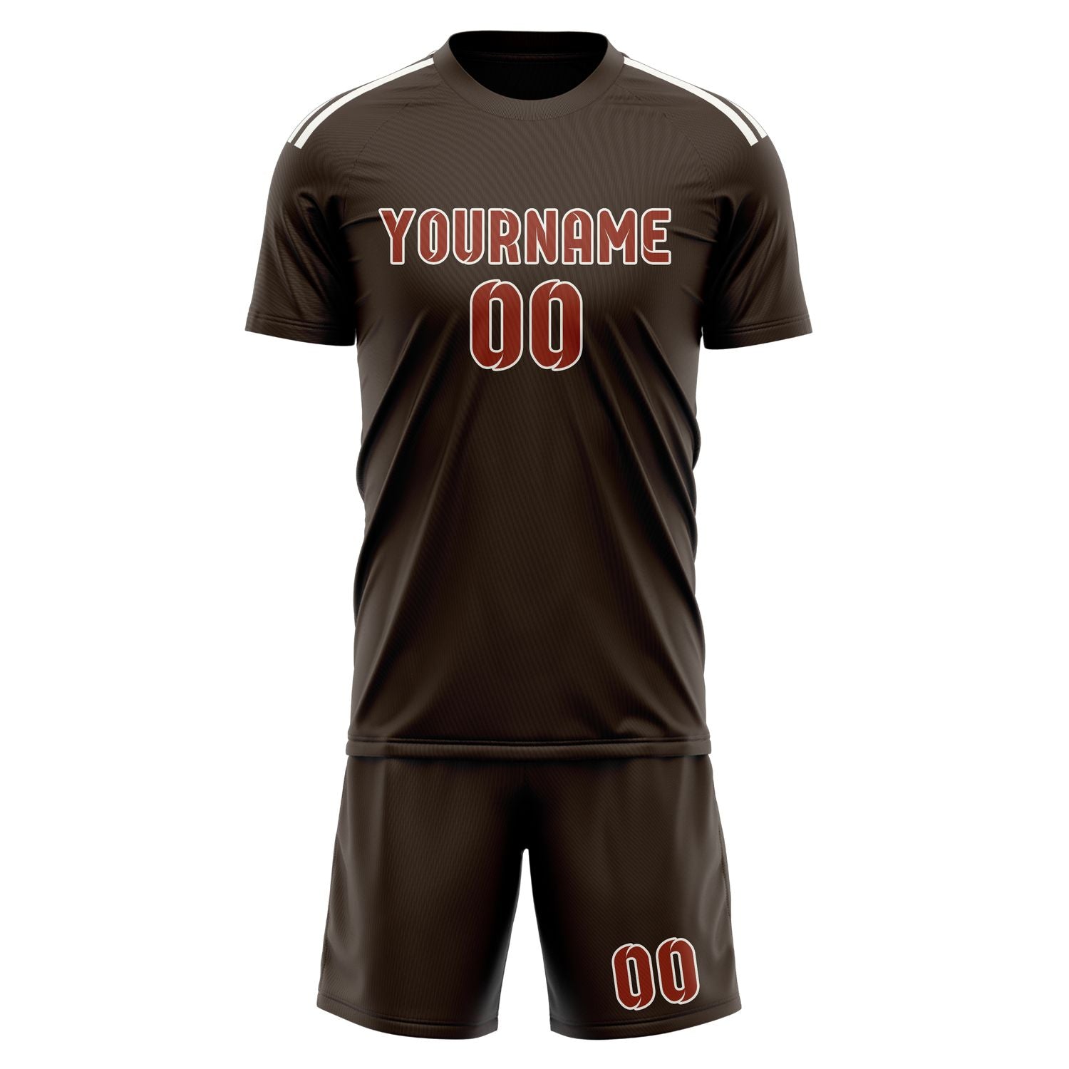 Custom Brown Coral Red Soccer Set