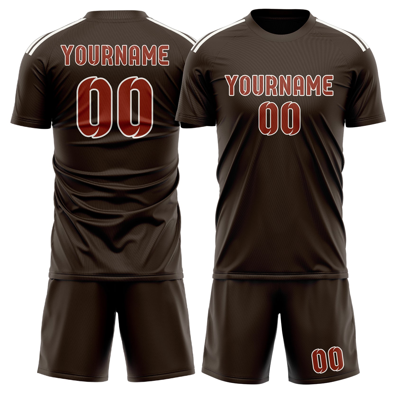 Custom Brown Coral Red Soccer Set