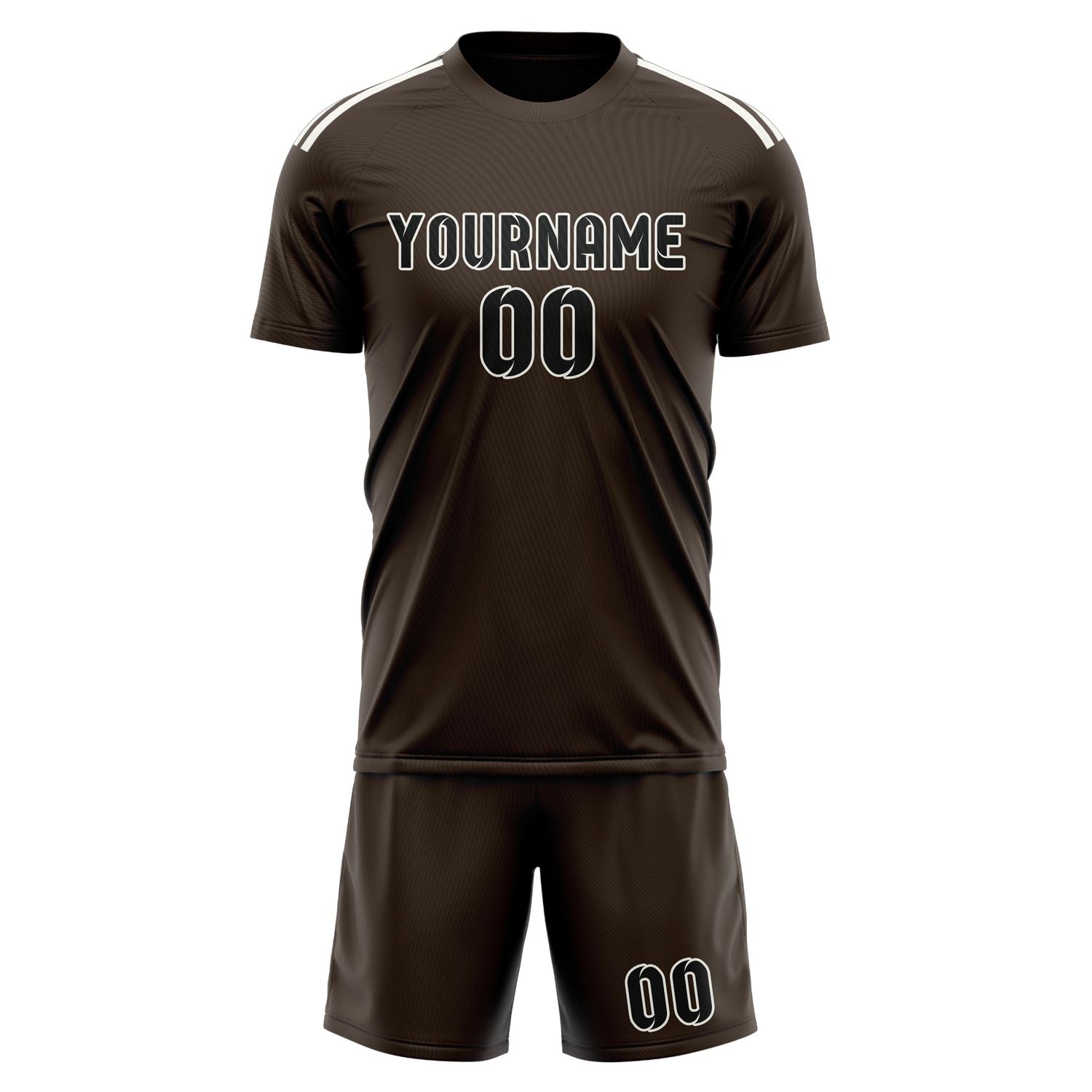 Custom Brown Black Soccer Set