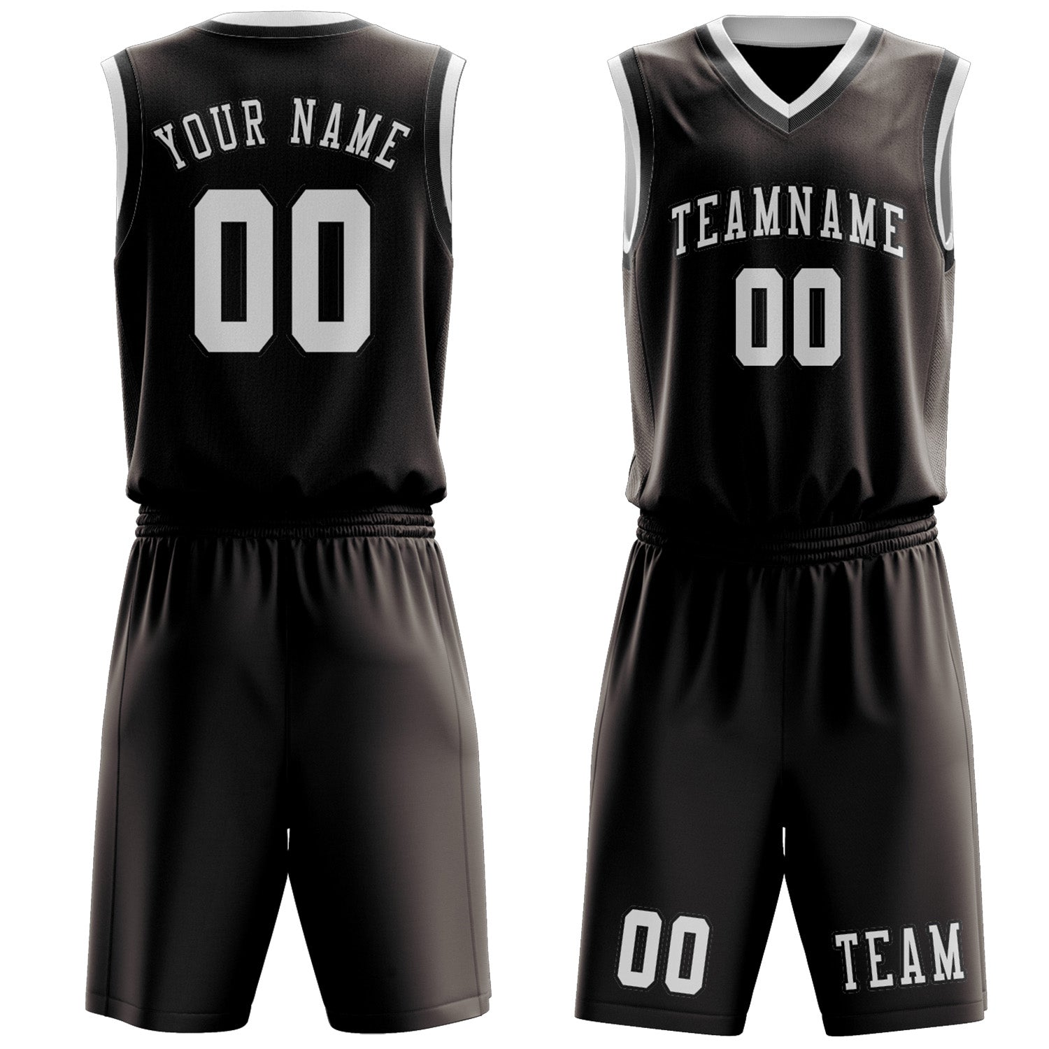 Custom Brown White Basketball Set