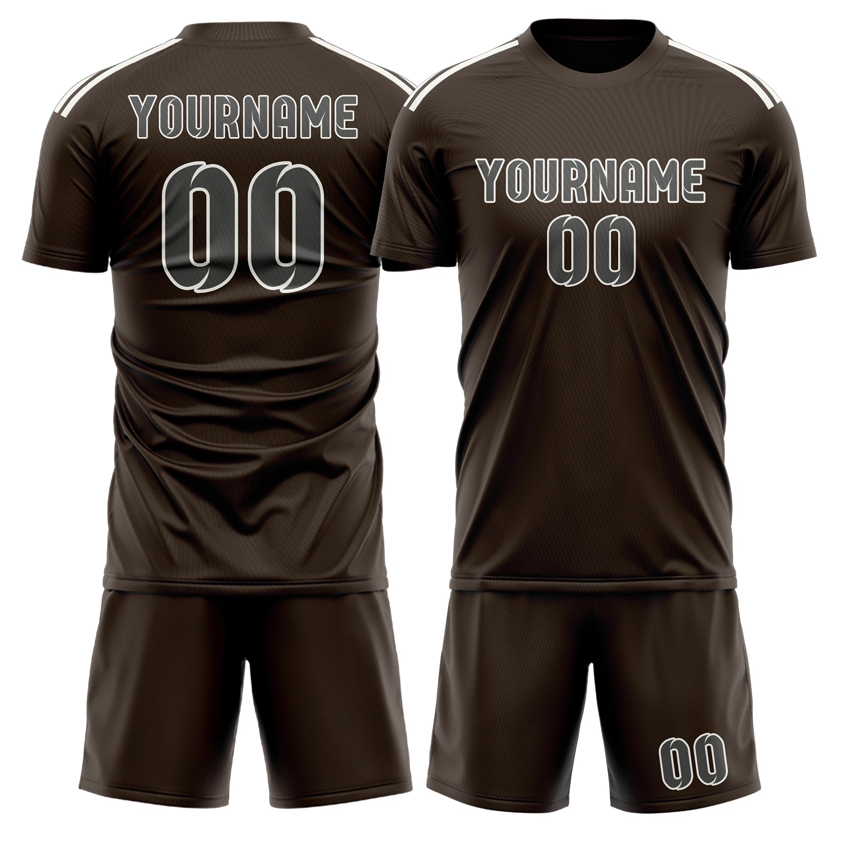 Custom Brown Dark Grey Soccer Set