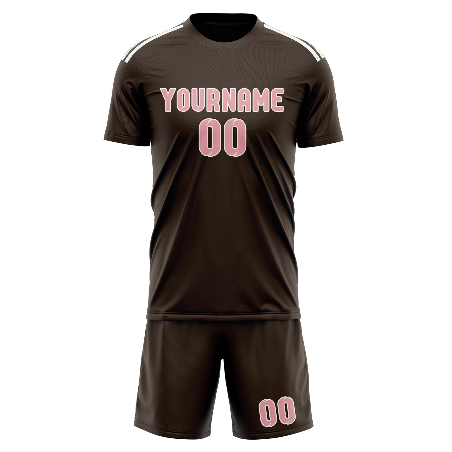 Custom Brown Light Pink Soccer Set