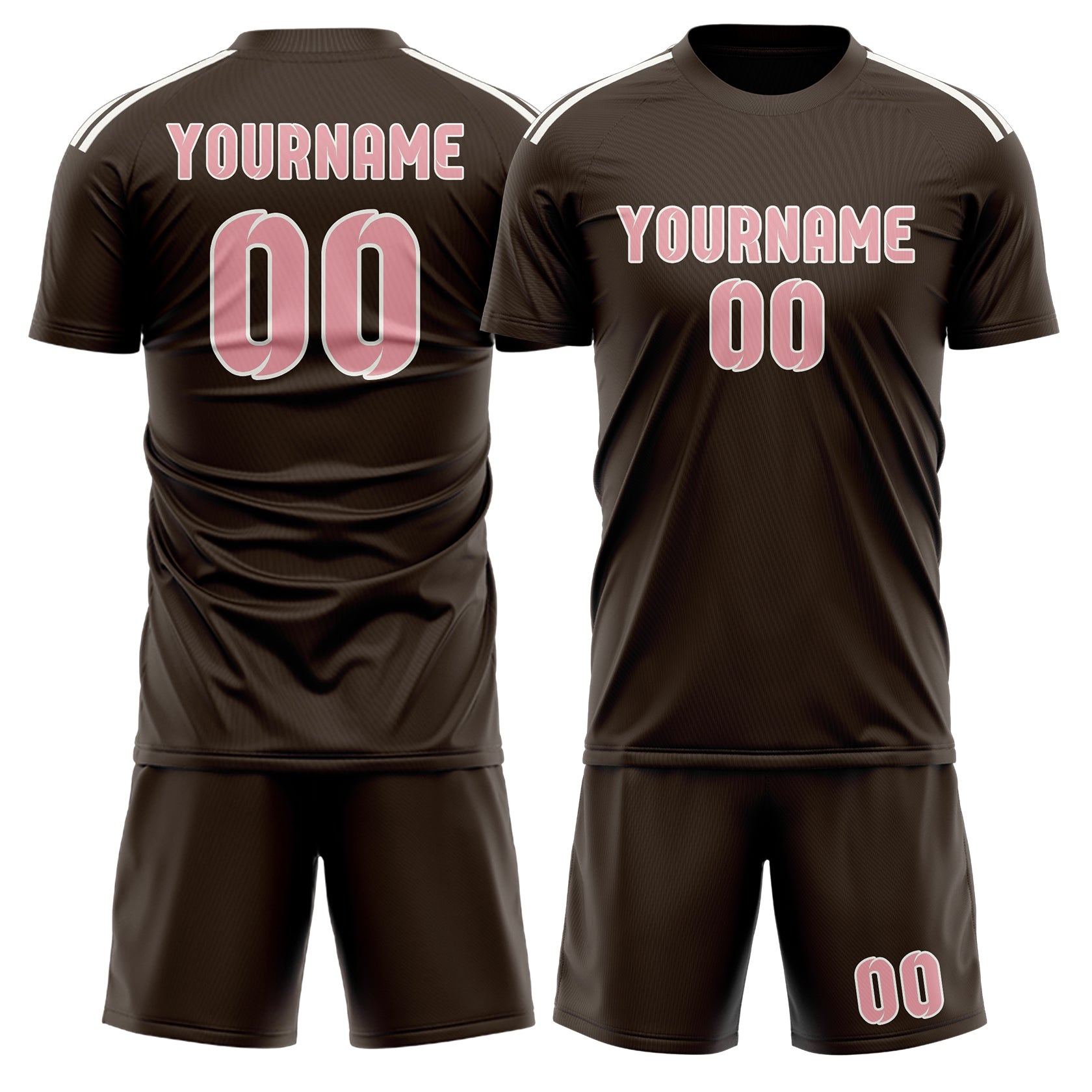 Custom Brown Light Pink Soccer Set
