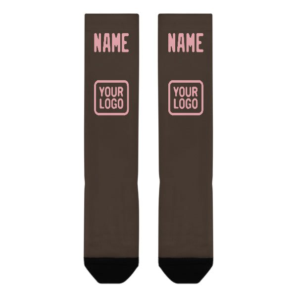 Custom Brown Light Pink Knee-High Sock