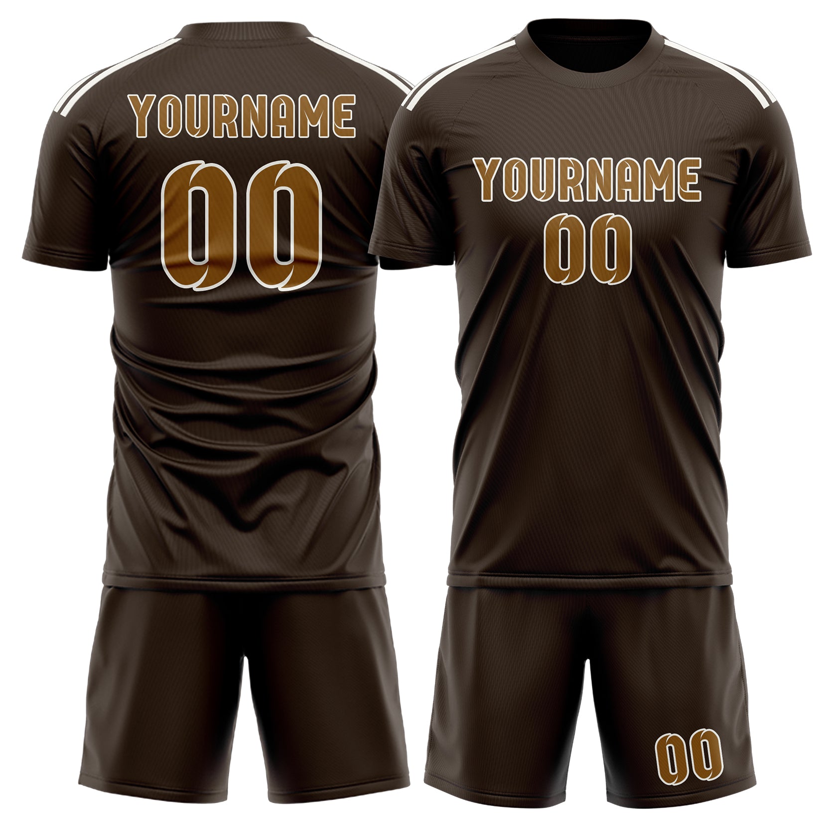 Custom Brown Khaki Soccer Set