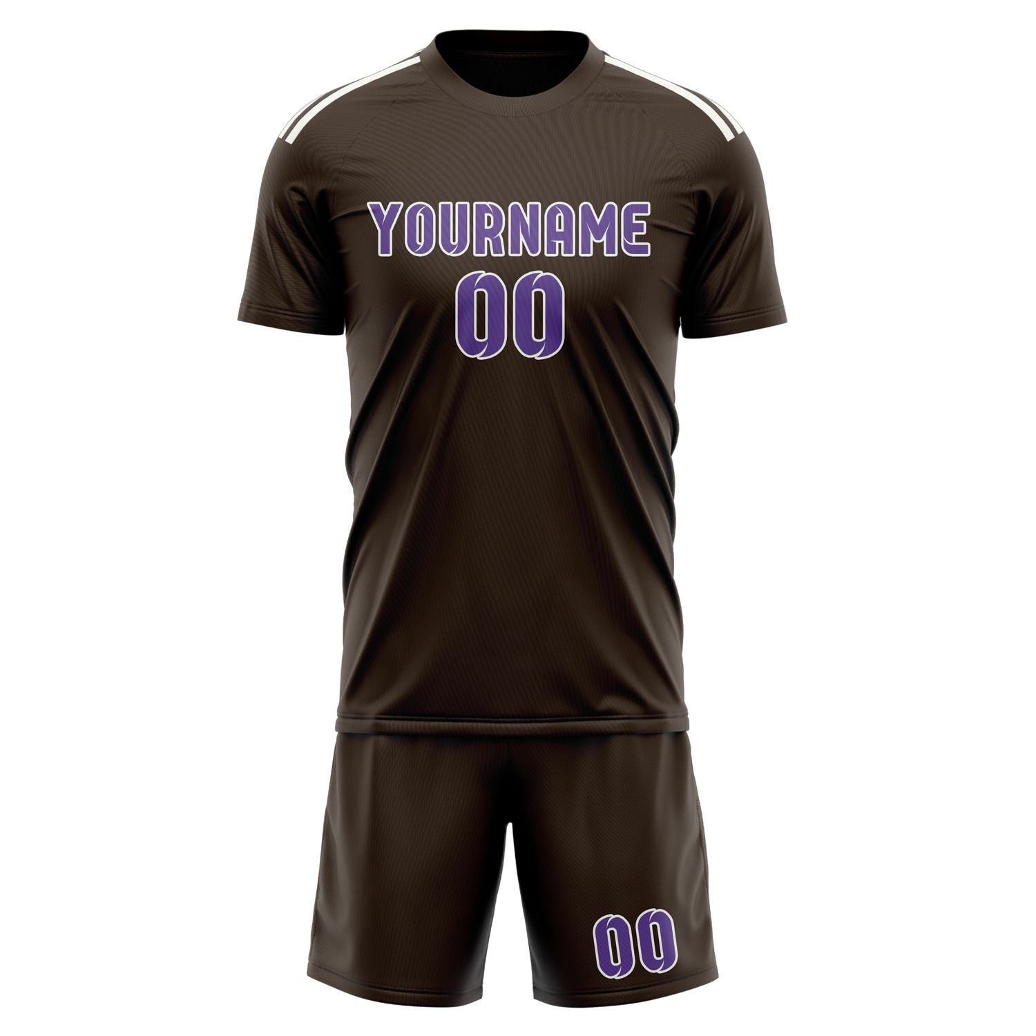 Custom Brown Light Purple Soccer Set