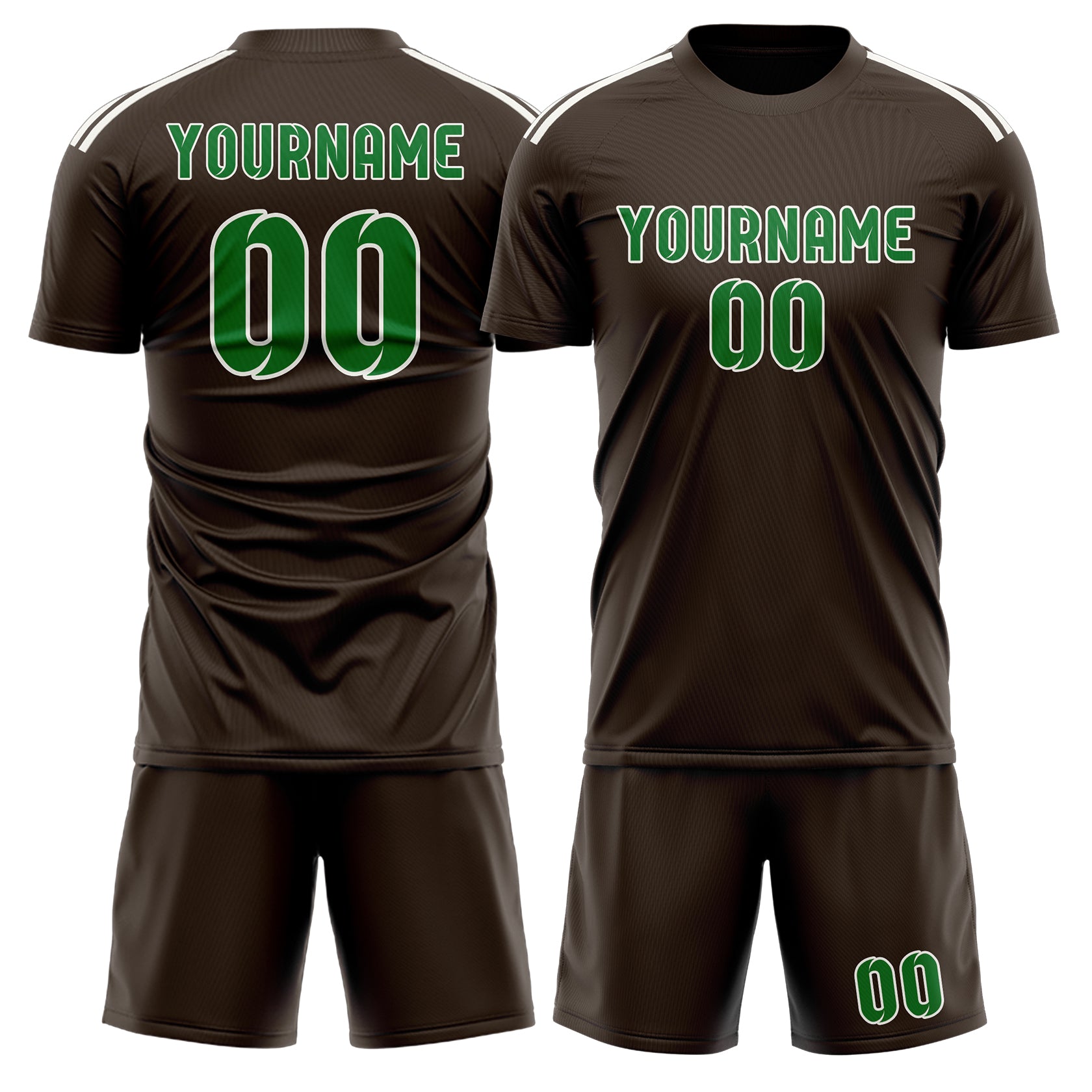 Custom Brown Emerald Green Soccer Set