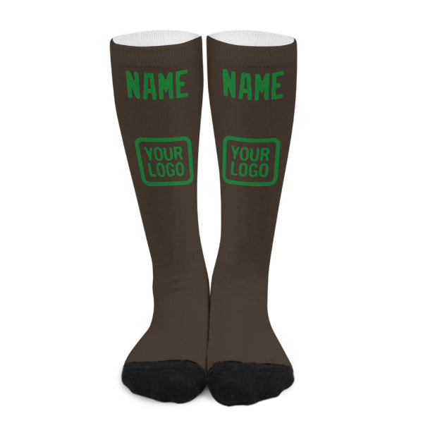 Custom Brown Emerald Green Knee-High Sock